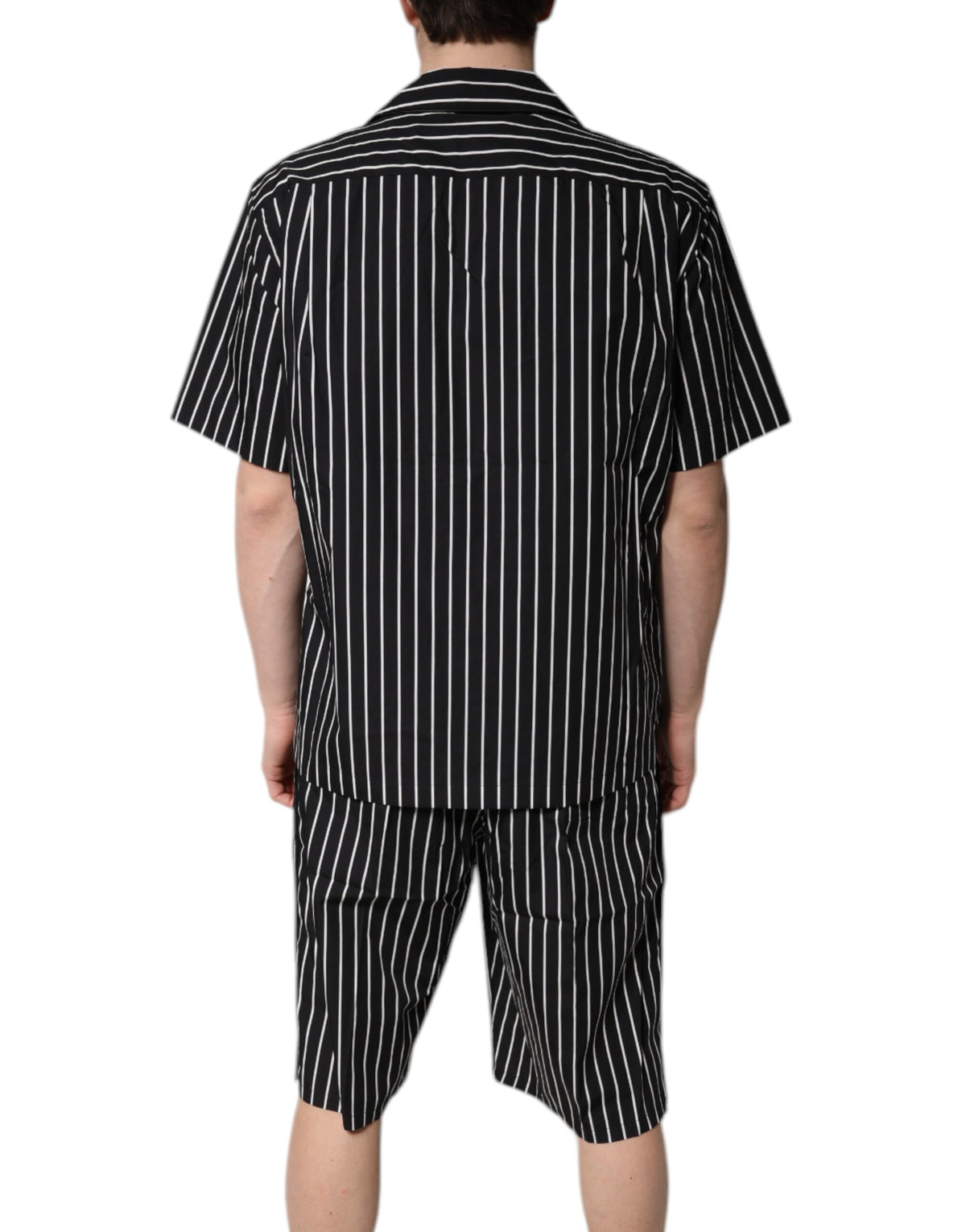 Dolce & Gabbana Black White Stripe Cotton Men's Pajama Set Sleepwear