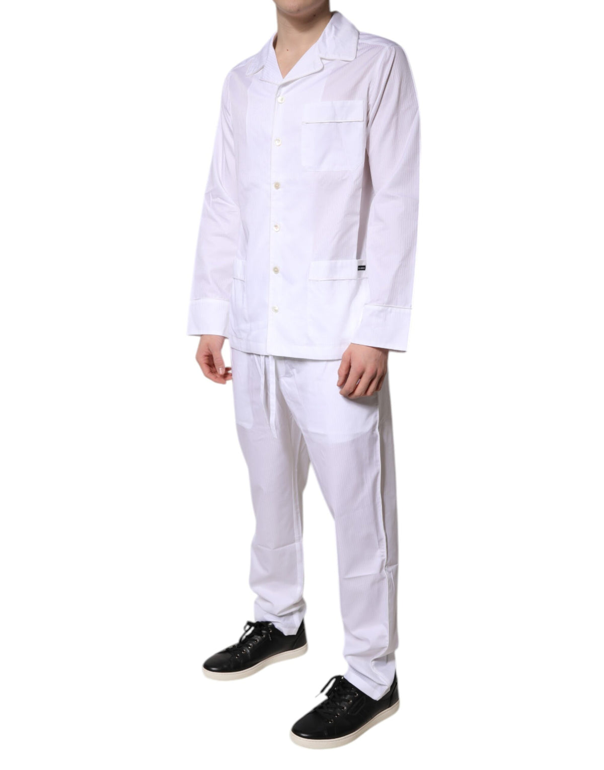 Dolce & Gabbana White Cotton Shirt Trousers Pyjama Set Sleepwear