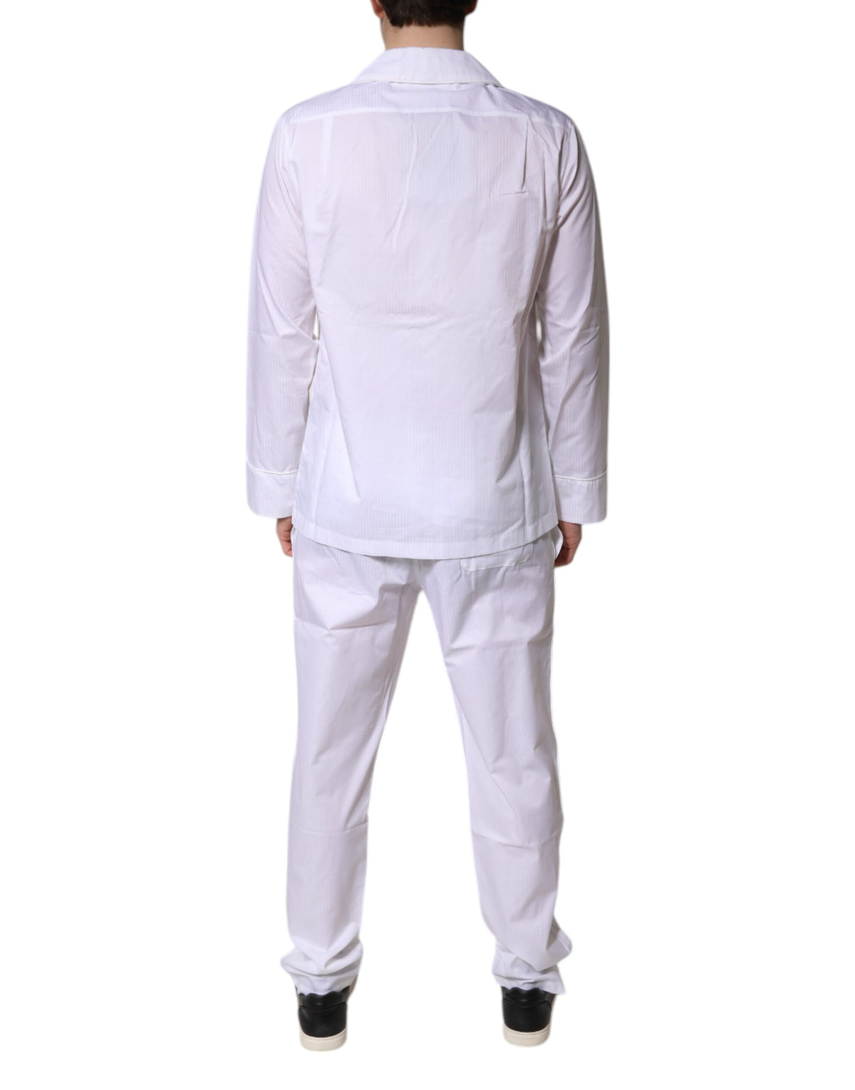 Dolce & Gabbana White Cotton Shirt Trousers Pyjama Set Sleepwear