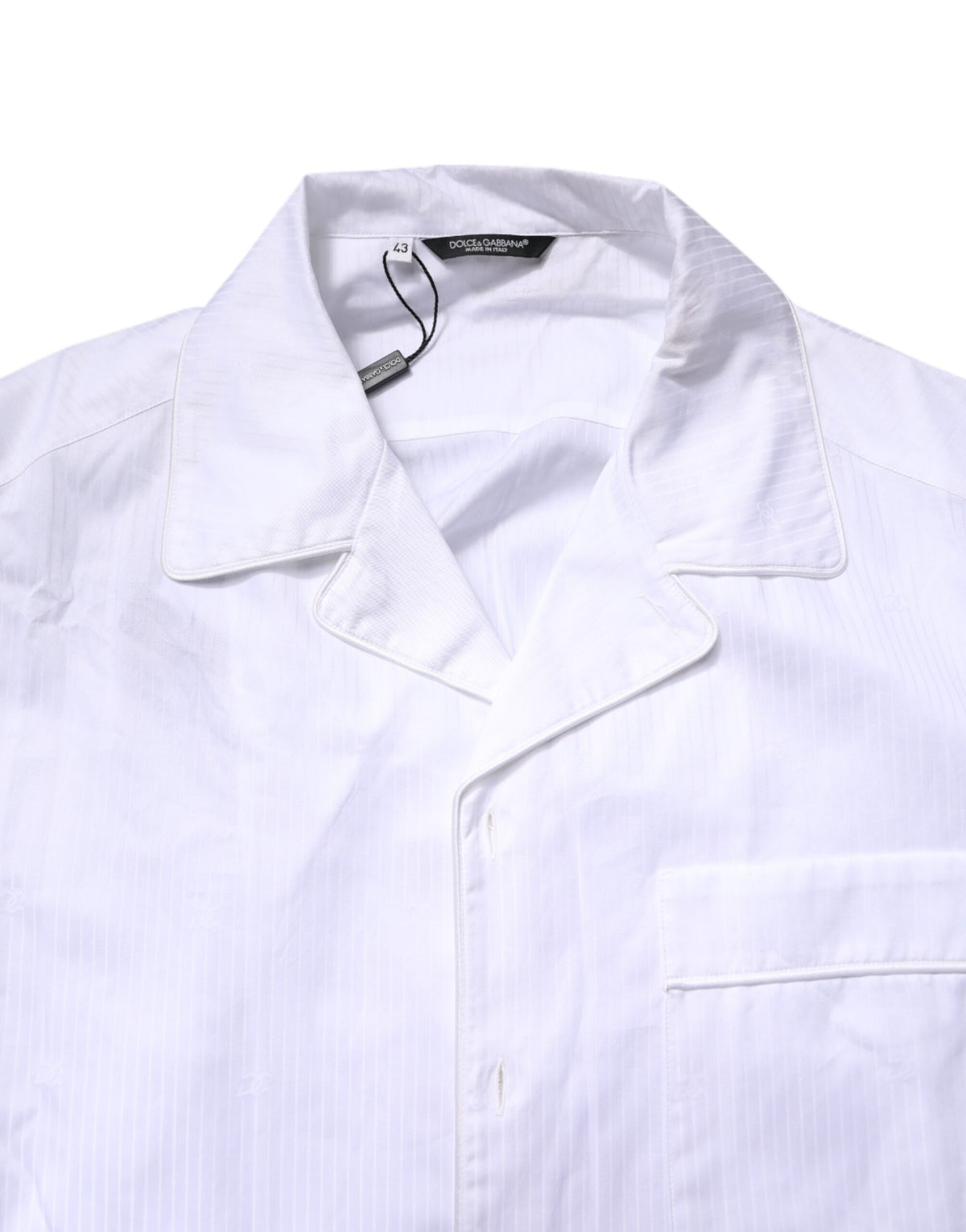 Dolce & Gabbana White Cotton Shirt Trousers Pyjama Set Sleepwear