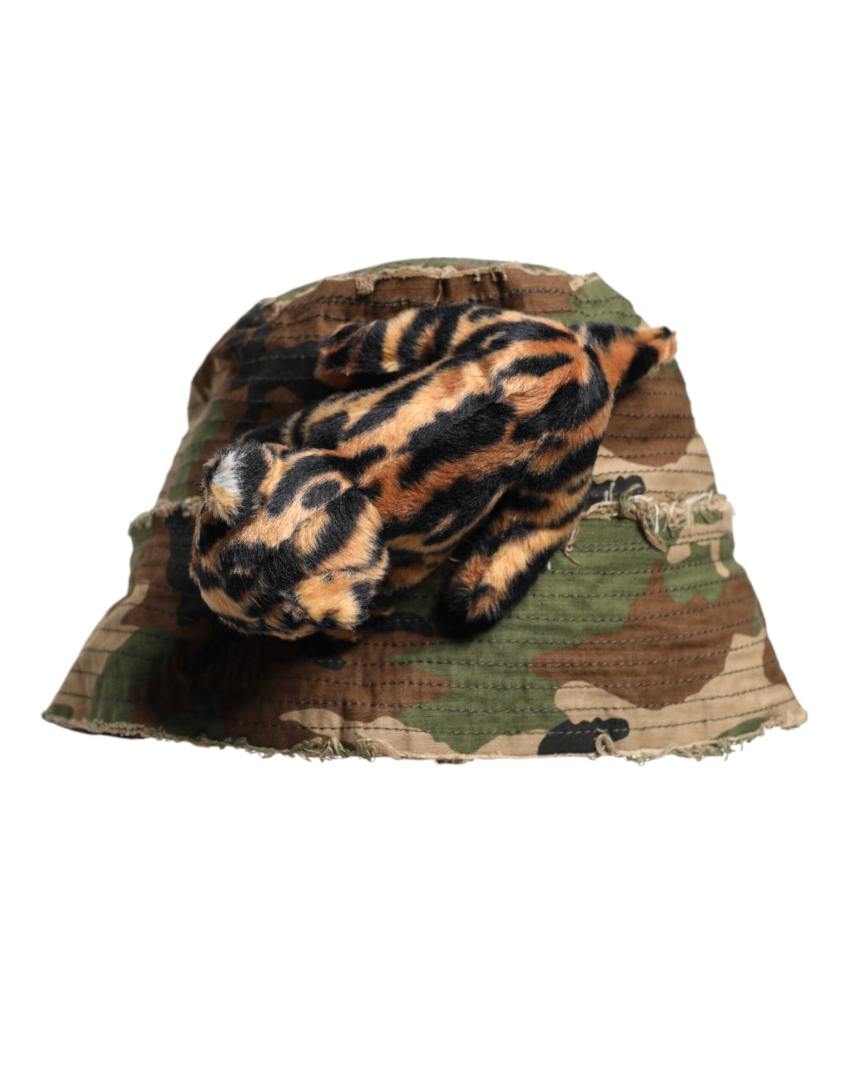 Dolce & Gabbana Multicolor Leopard Embellished Wide Brim Bucket Hat