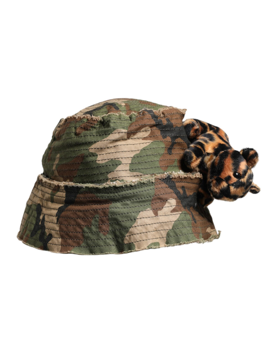 Dolce & Gabbana Multicolor Leopard Embellished Wide Brim Bucket Hat