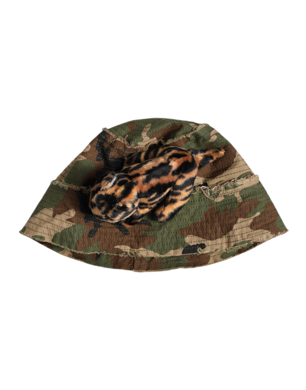 Dolce & Gabbana Multicolor Leopard Embellished Wide Brim Bucket Hat