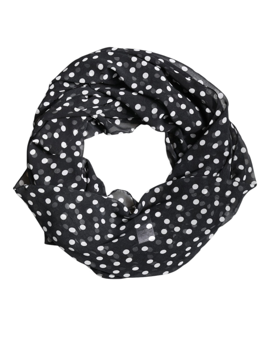 Dolce & Gabbana Schwarzer gepunkteter Polyester-Wickeltuchschal
