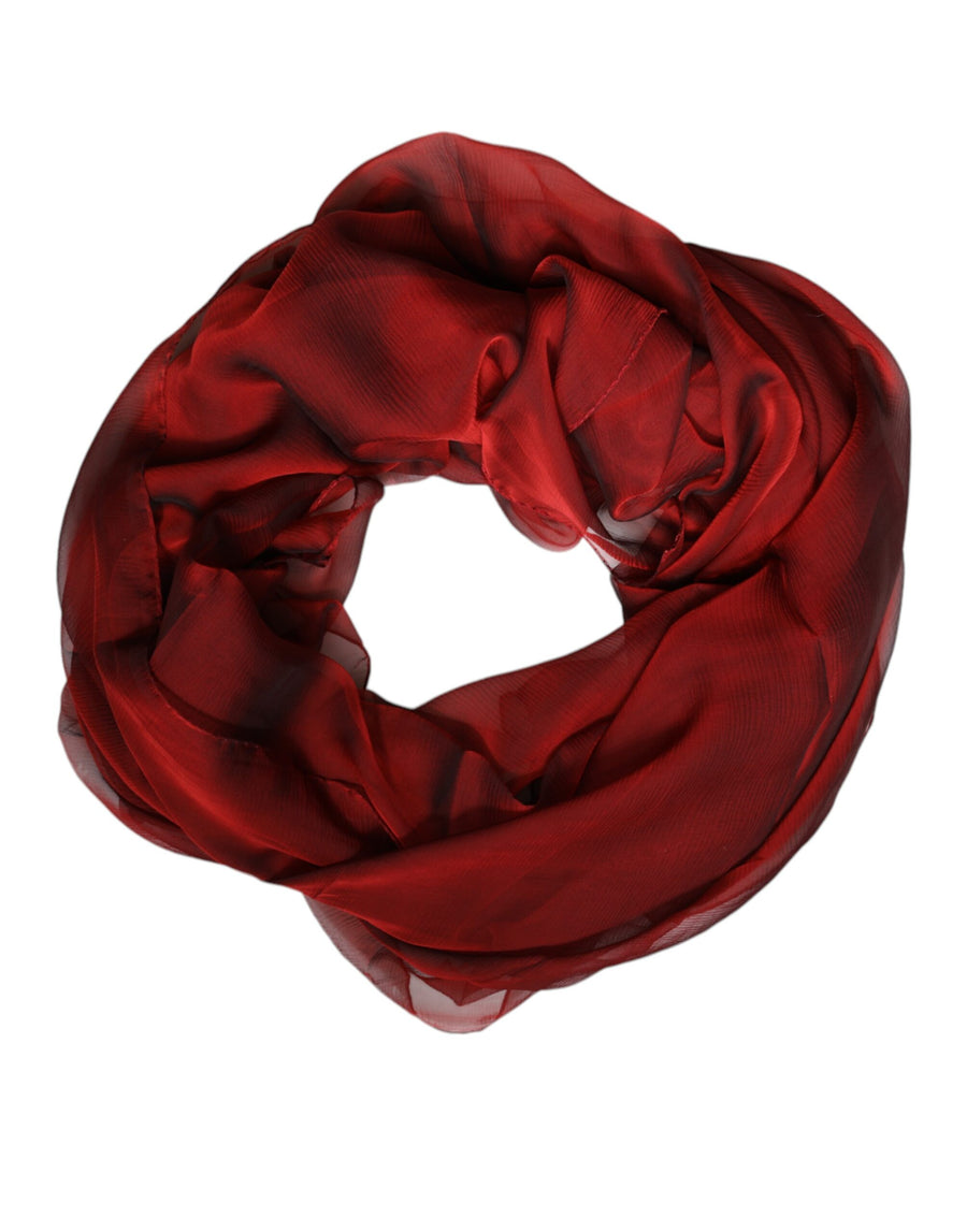 Dolce & Gabbana Red Silk Scarf Rectangular Women's Wrap Scarf