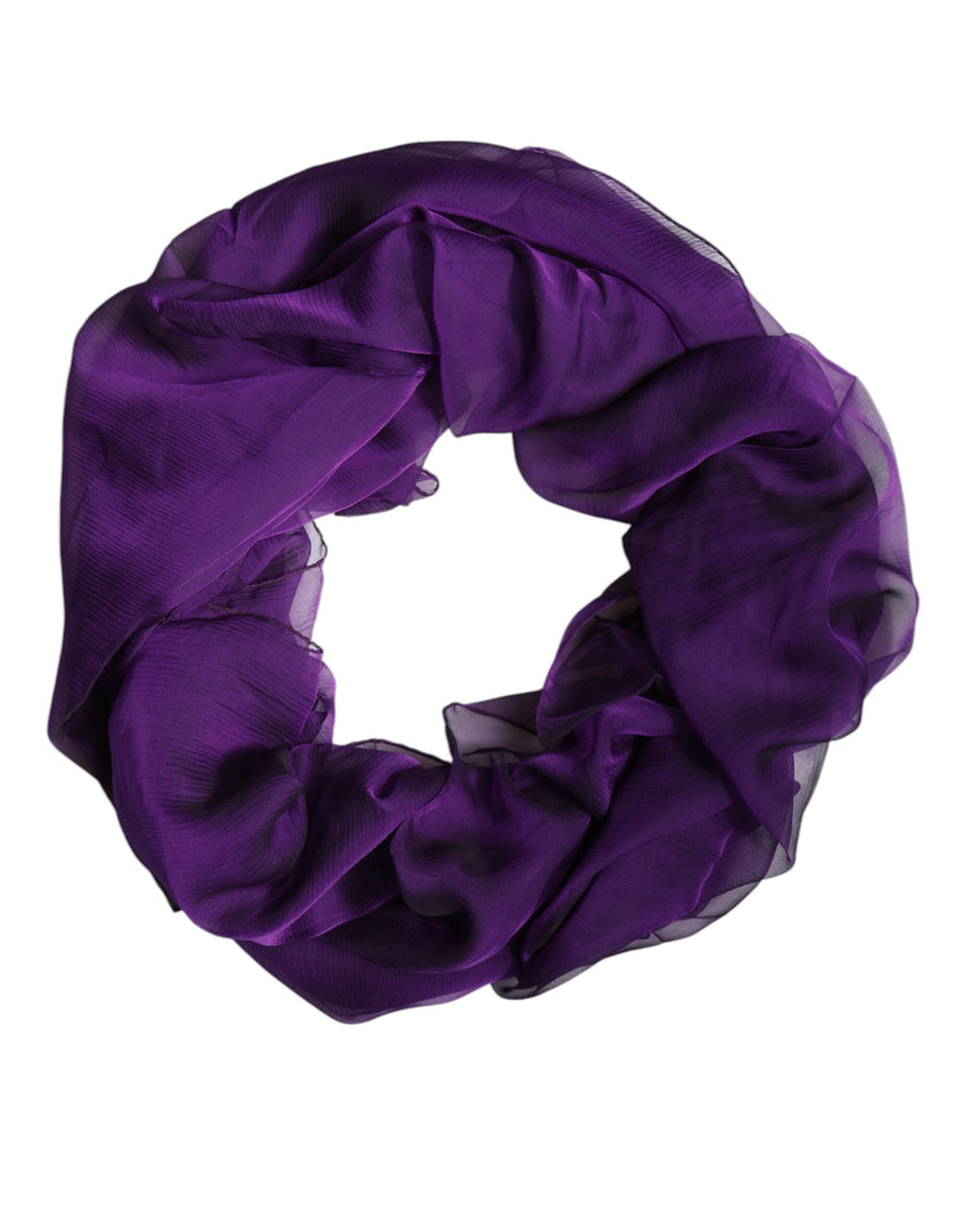 Dolce & Gabbana Purple Silk Scarf Rectangle Wrap Scarf