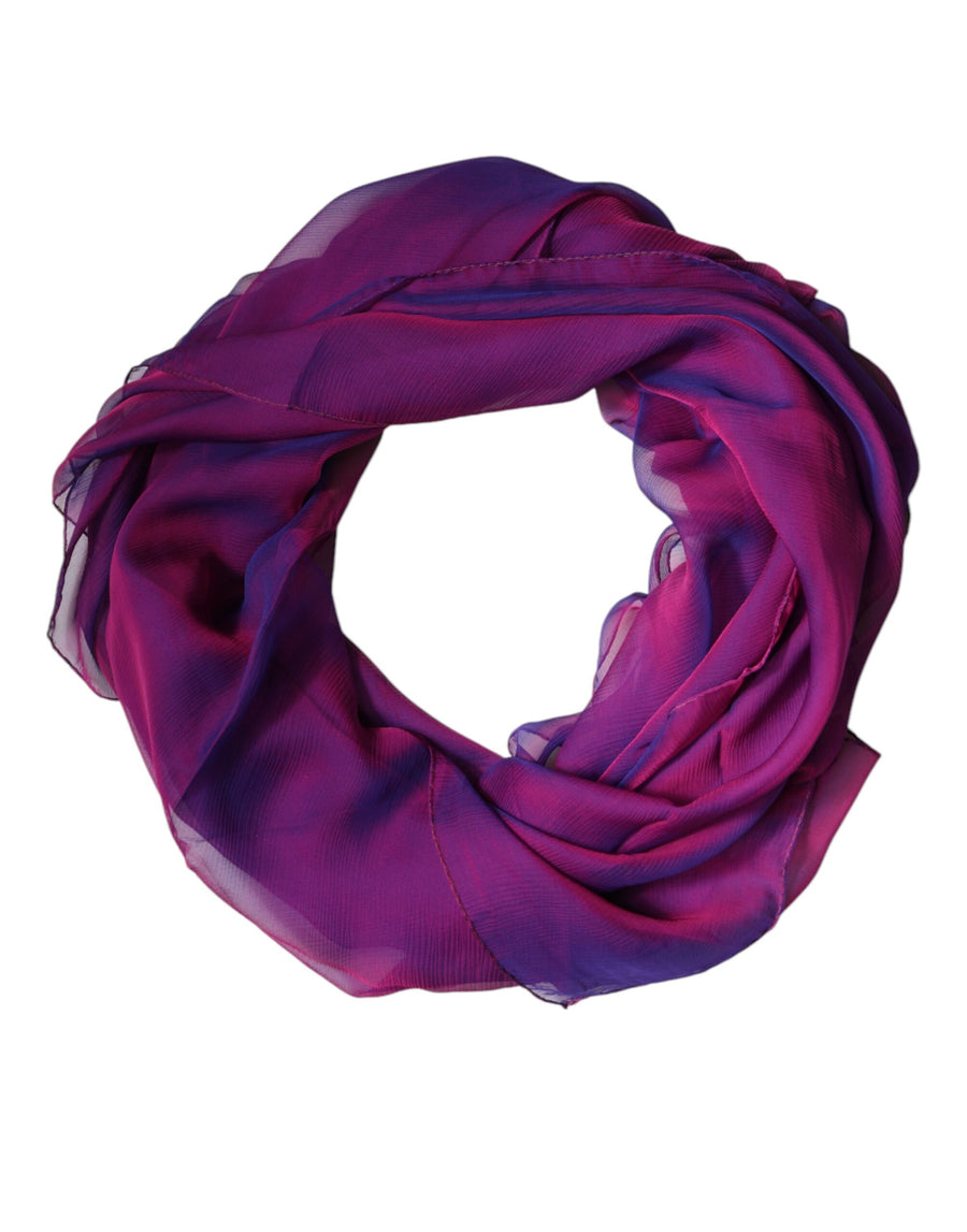 Dolce & Gabbana Purple Silk Scarf Rectangle Wrap Scarf