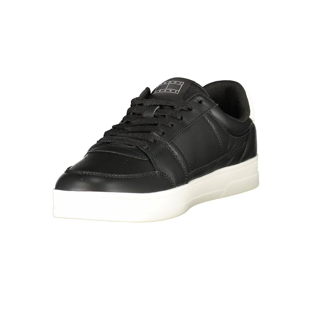 Tommy Hilfiger Men's Black Leather Sneakers