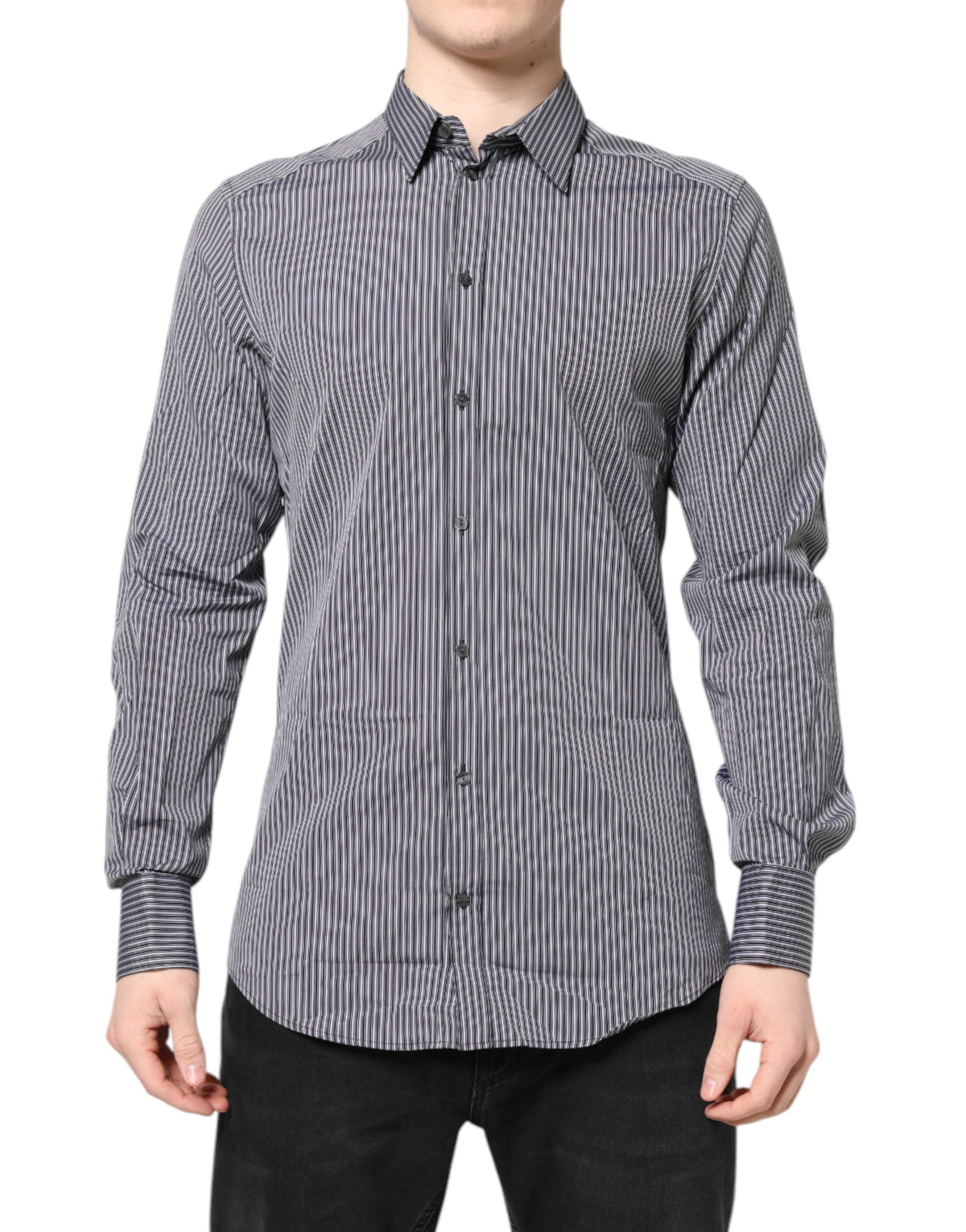 Dolce & Gabbana Black and White Striped GOLD Shirt