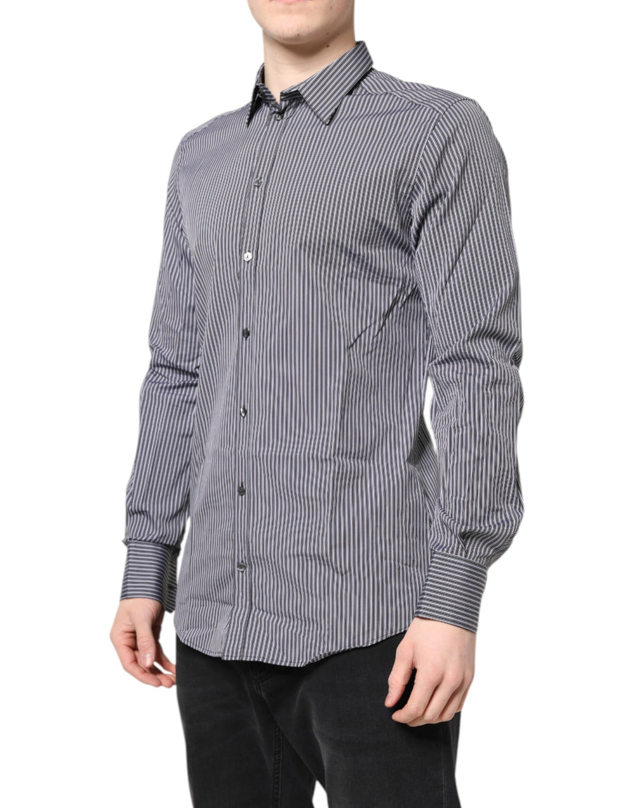 Dolce & Gabbana Black and White Striped GOLD Shirt