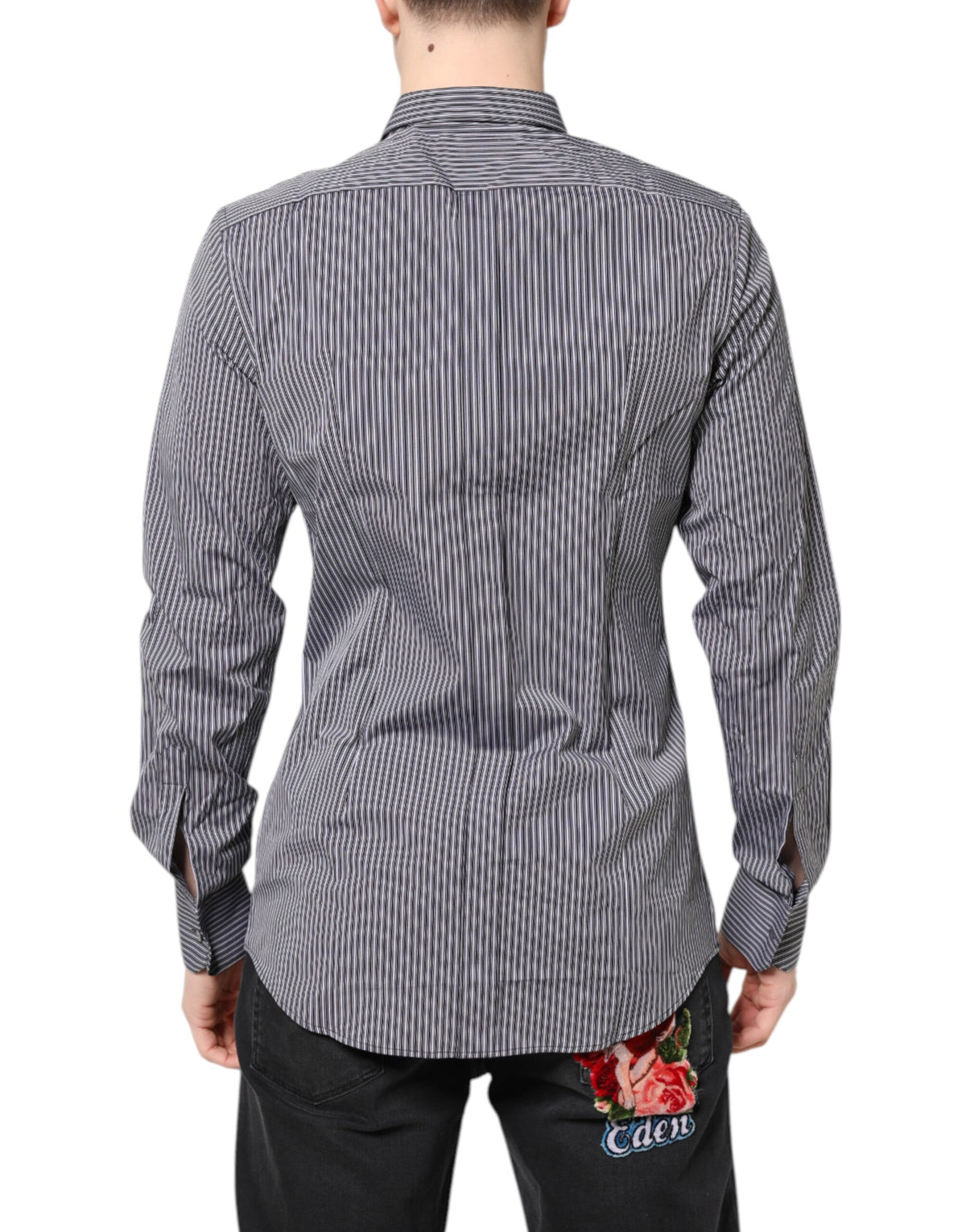 Dolce & Gabbana Black and White Striped GOLD Shirt