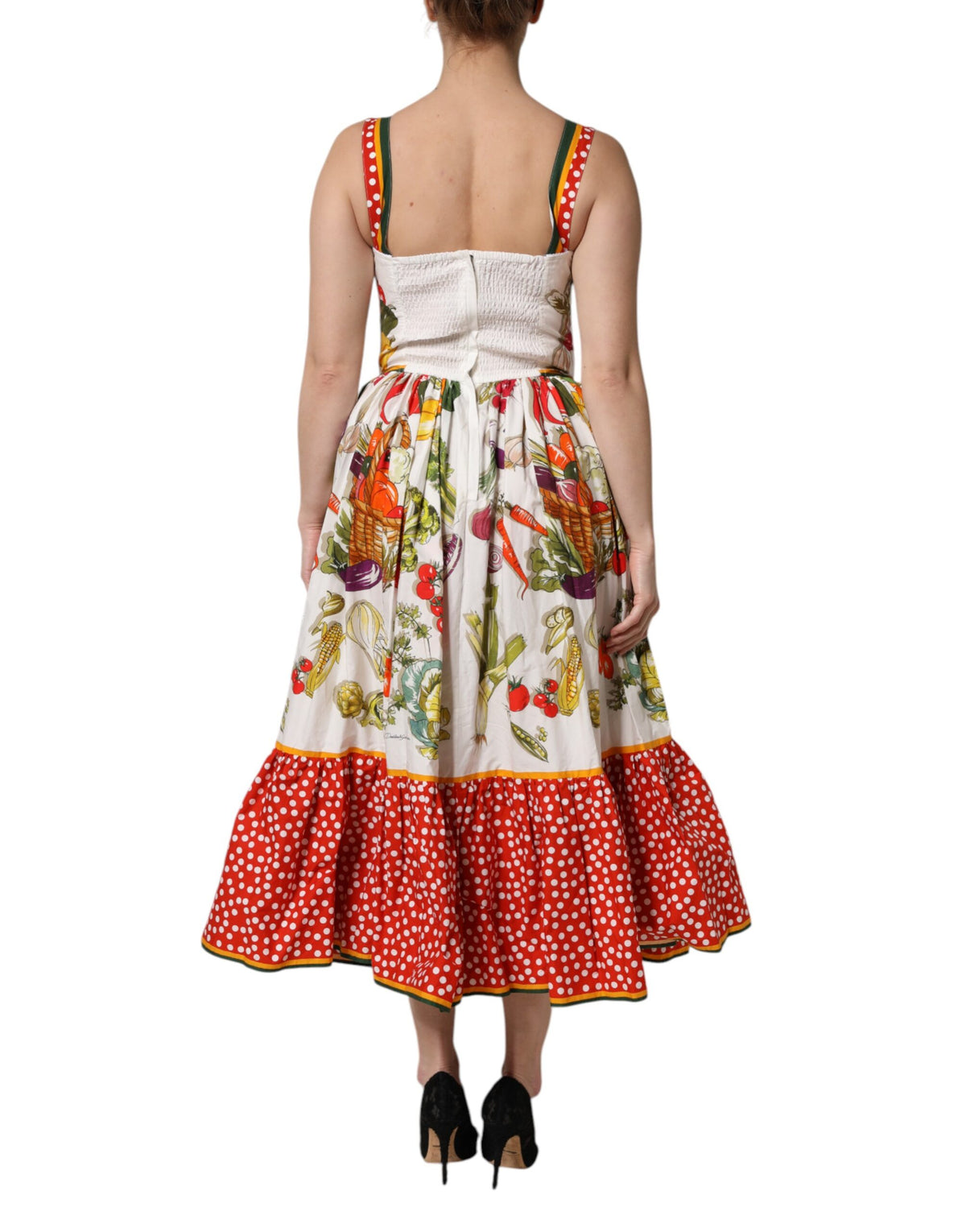 Dolce & Gabbana White Vegetable A-Line Sleeveless Dress