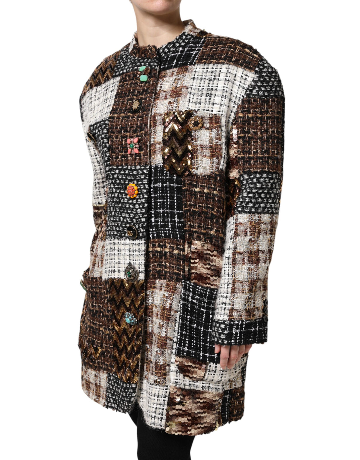 Dolce & Gabbana Multicolor Patchwork Button-Up Jacket