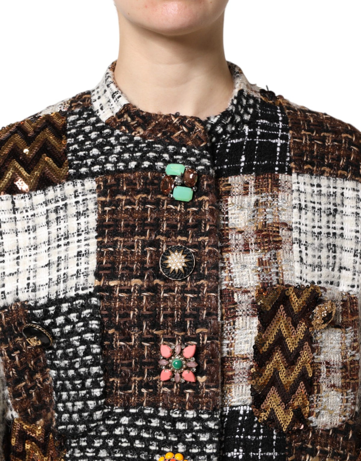 Dolce & Gabbana Multicolor Patchwork Button-Up Jacket