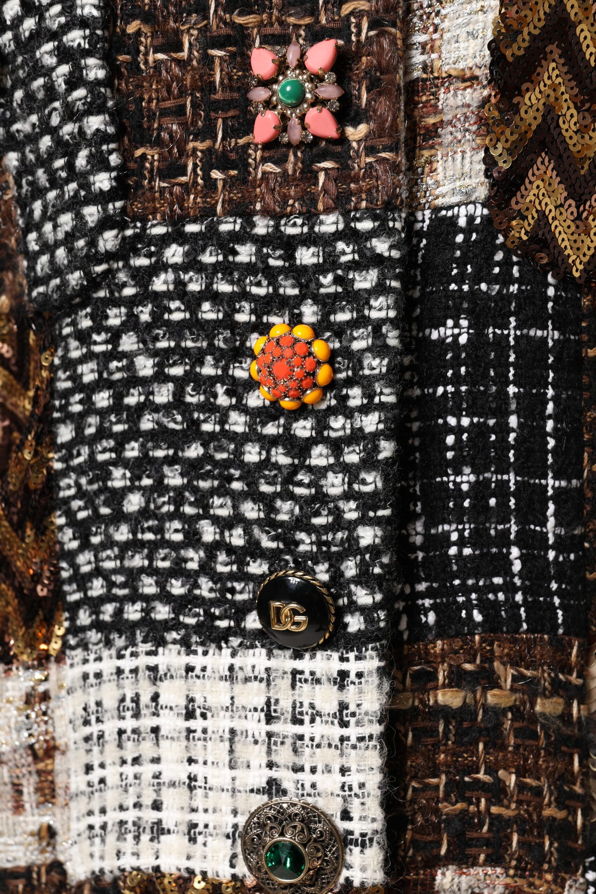 Dolce & Gabbana Multicolor Patchwork Button-Up Jacket
