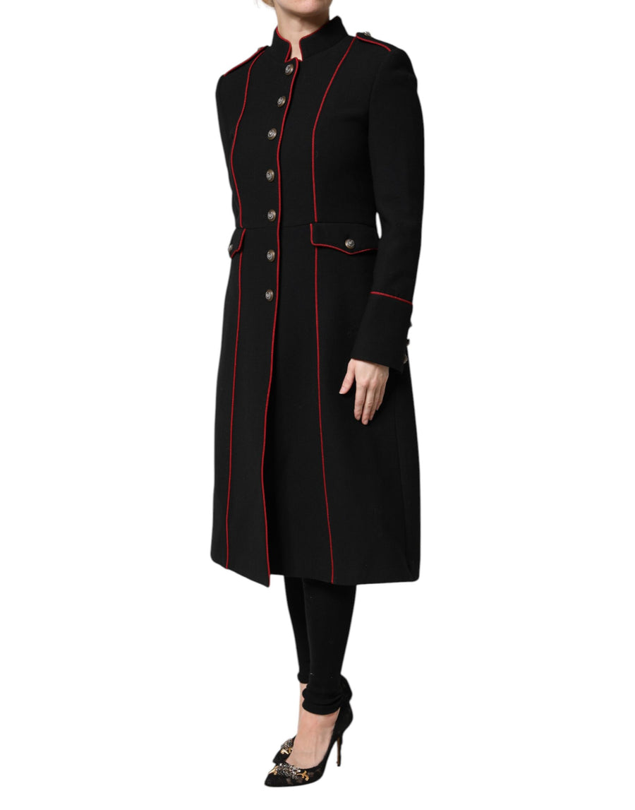 Dolce & Gabbana Black Single-Breasted Wool Trench Coat