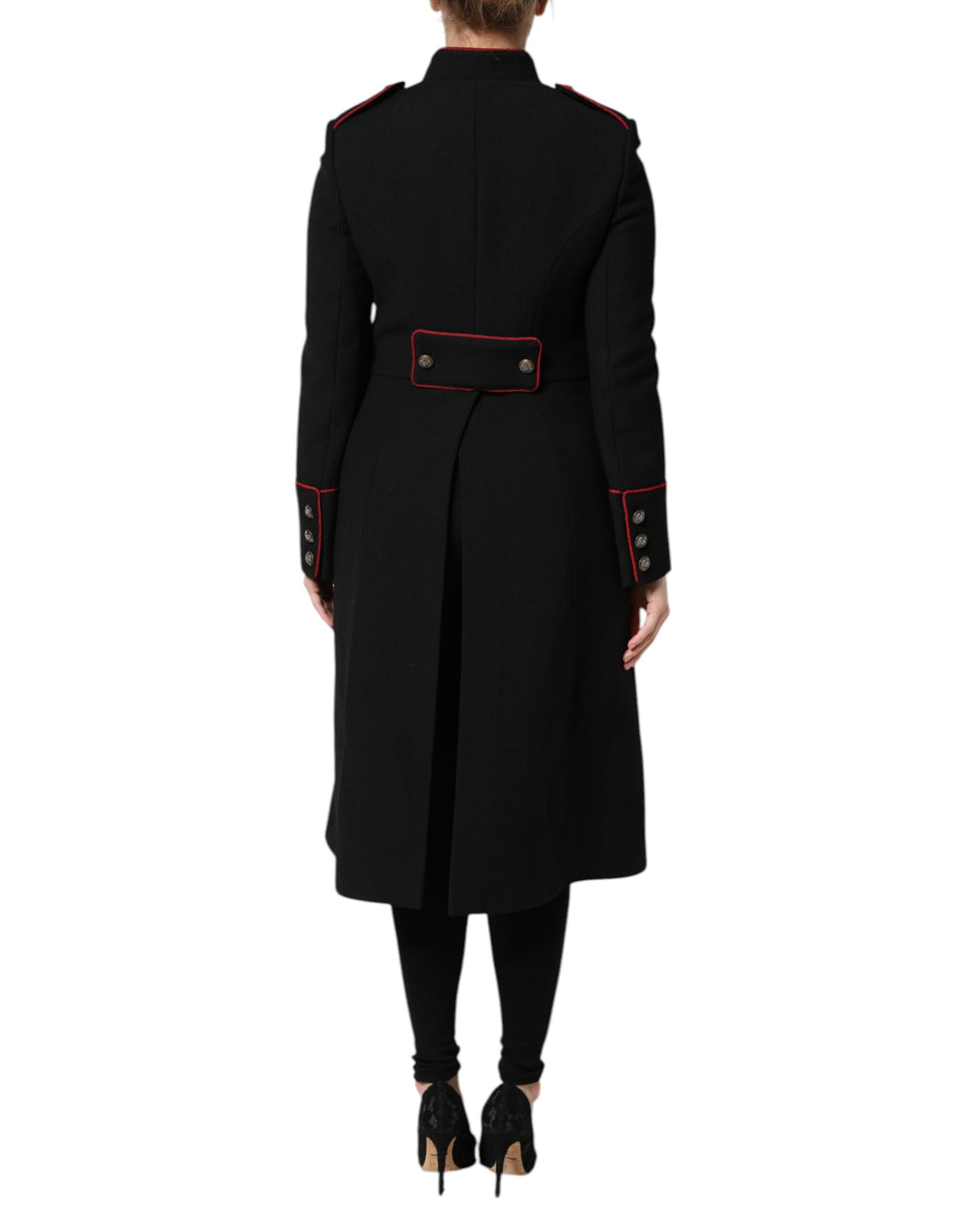 Dolce & Gabbana Black Single-Breasted Wool Trench Coat