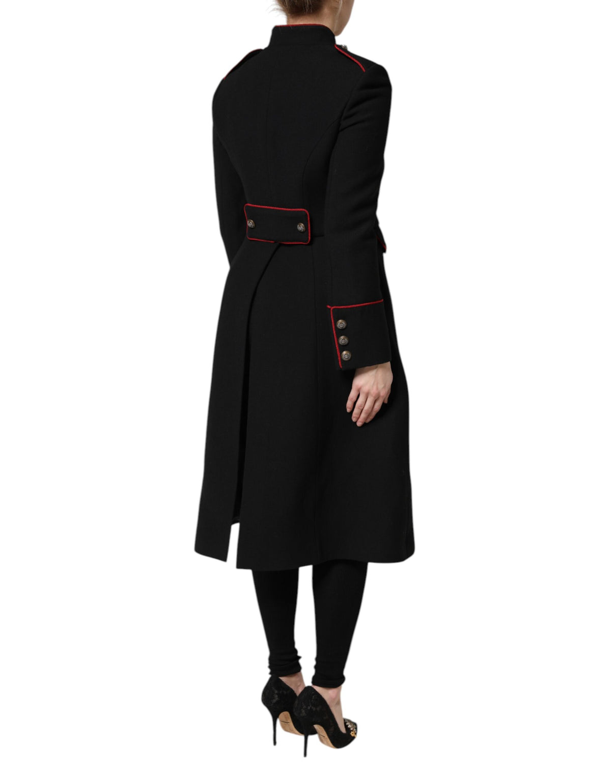 Dolce & Gabbana Black Single-Breasted Wool Trench Coat