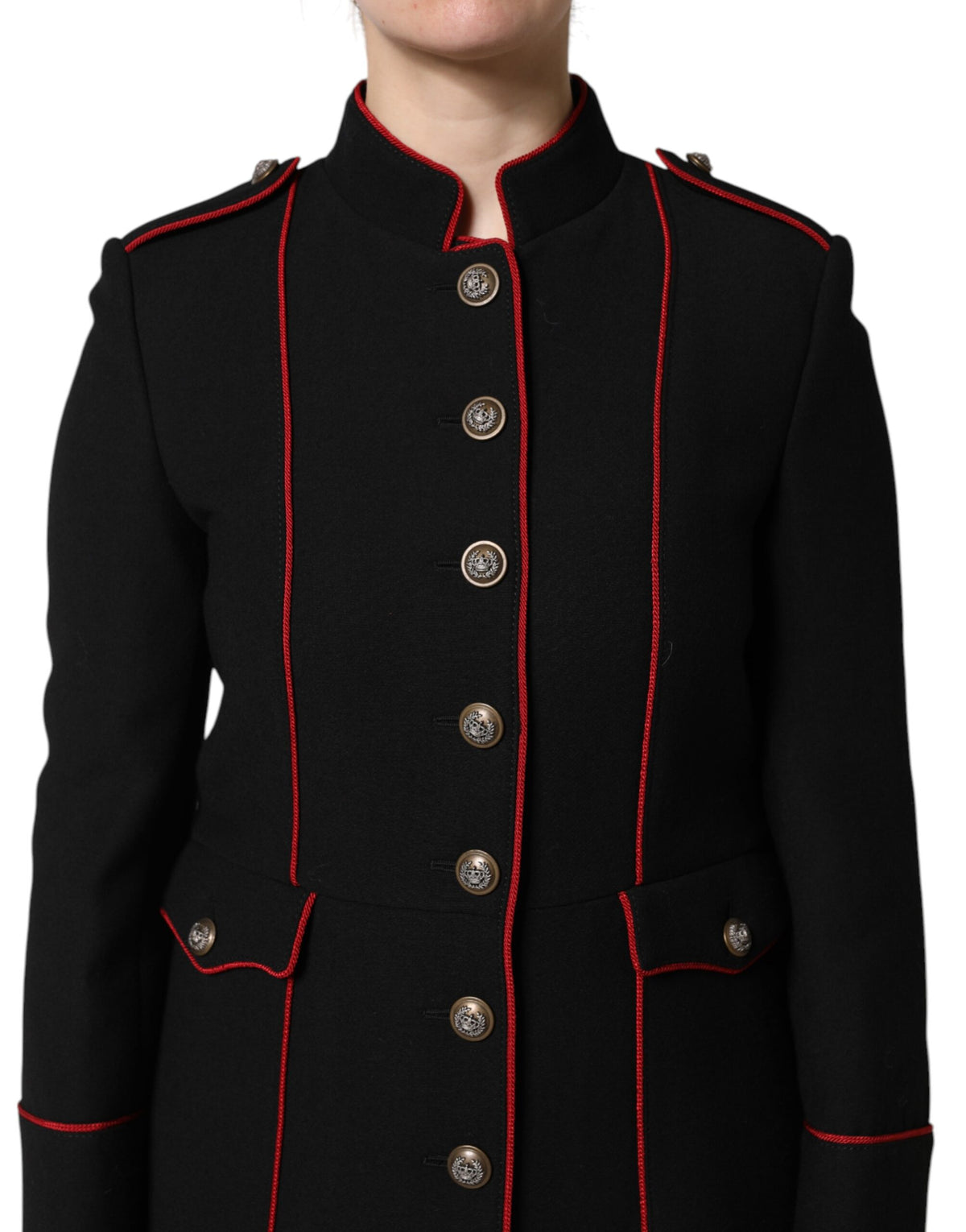 Dolce & Gabbana Black Single-Breasted Wool Trench Coat