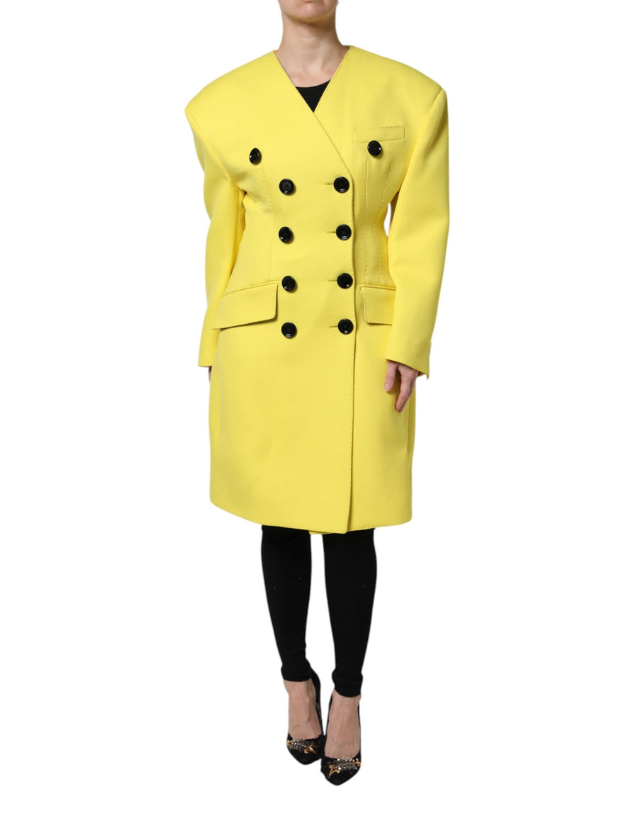 Dolce & Gabbana Yellow Double-Breasted Trench Coat Jacket