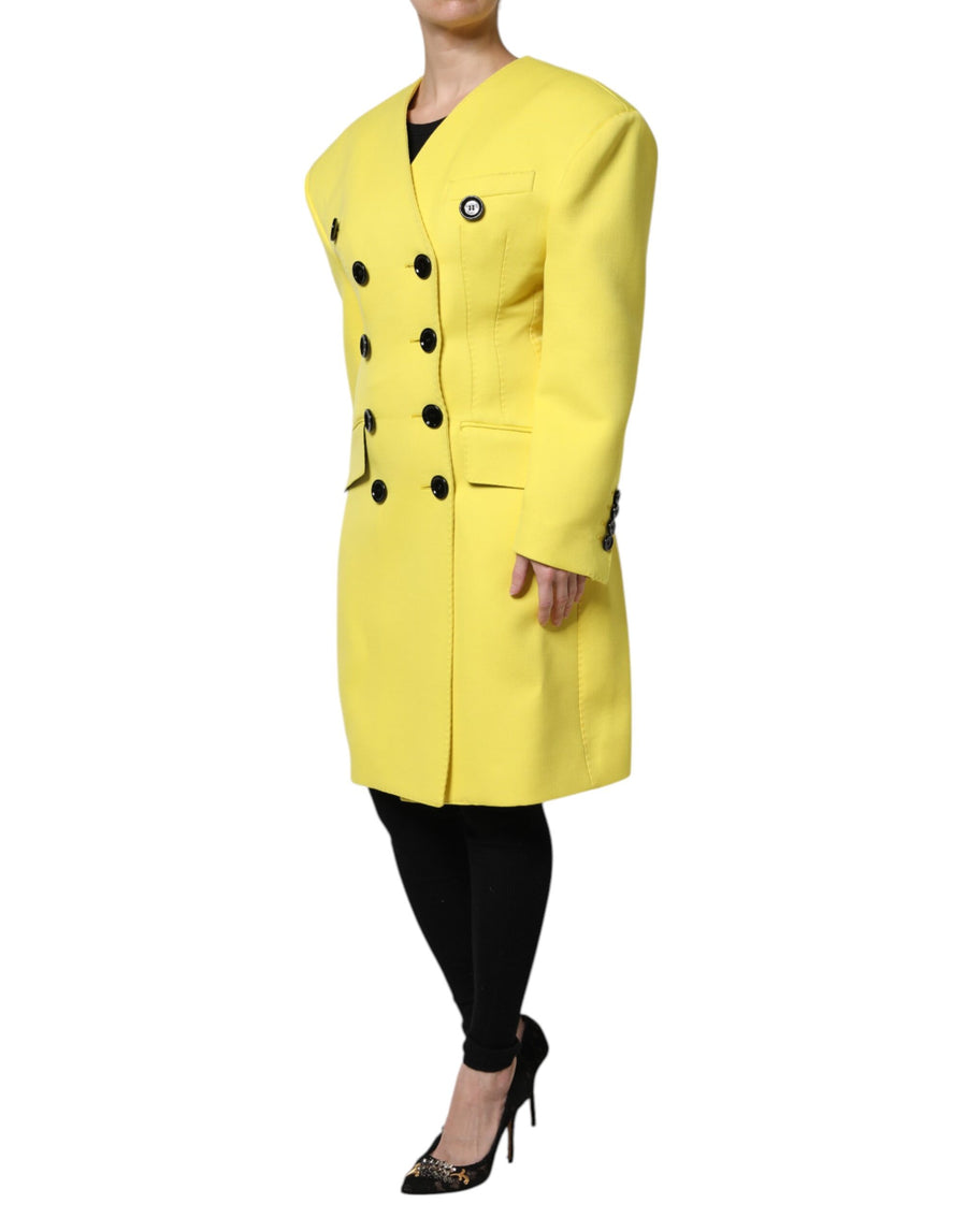 Dolce & Gabbana Yellow Double-Breasted Trench Coat Jacket