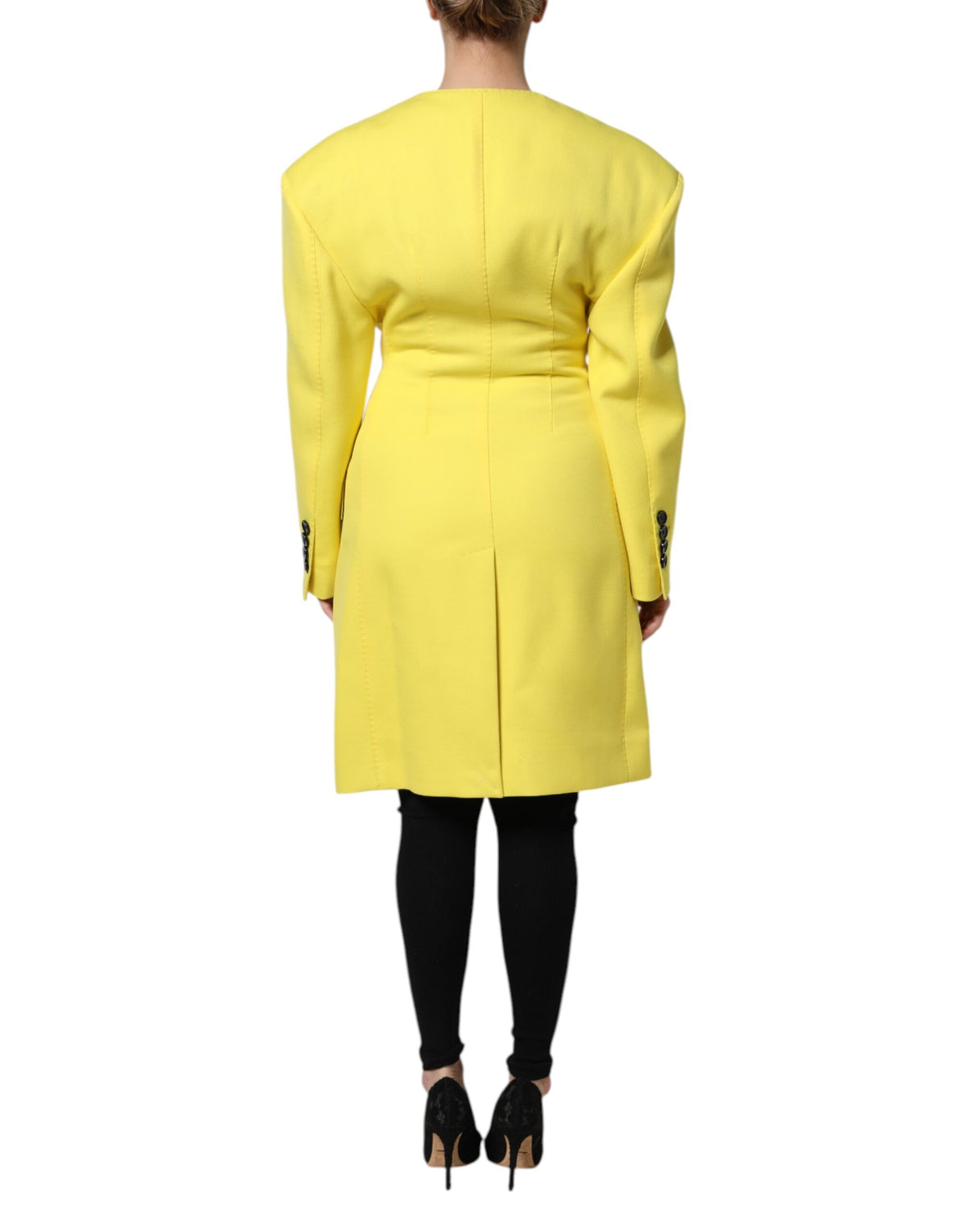 Dolce & Gabbana Yellow Double-Breasted Trench Coat Jacket