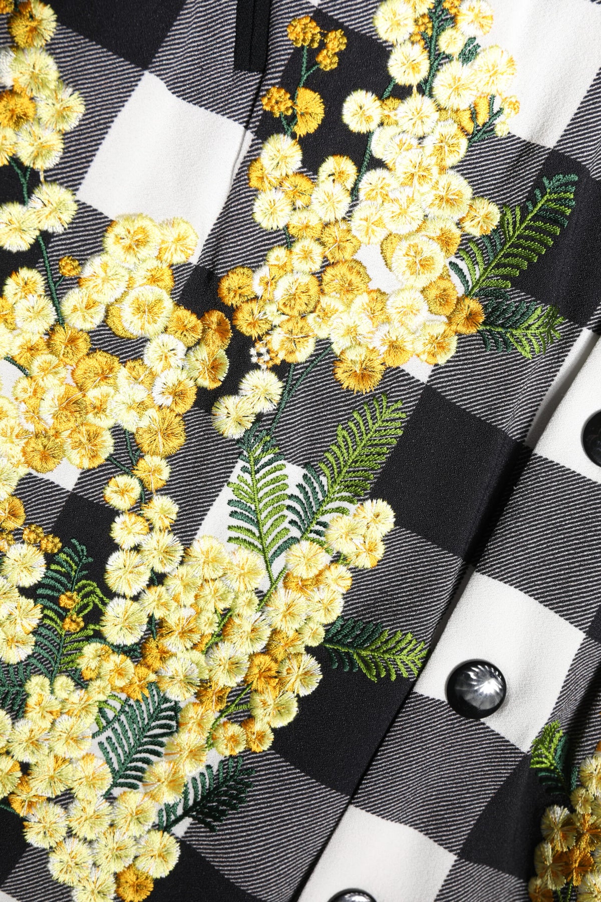 Dolce & Gabbana Black White Plaid Floral Button-Down Jacket