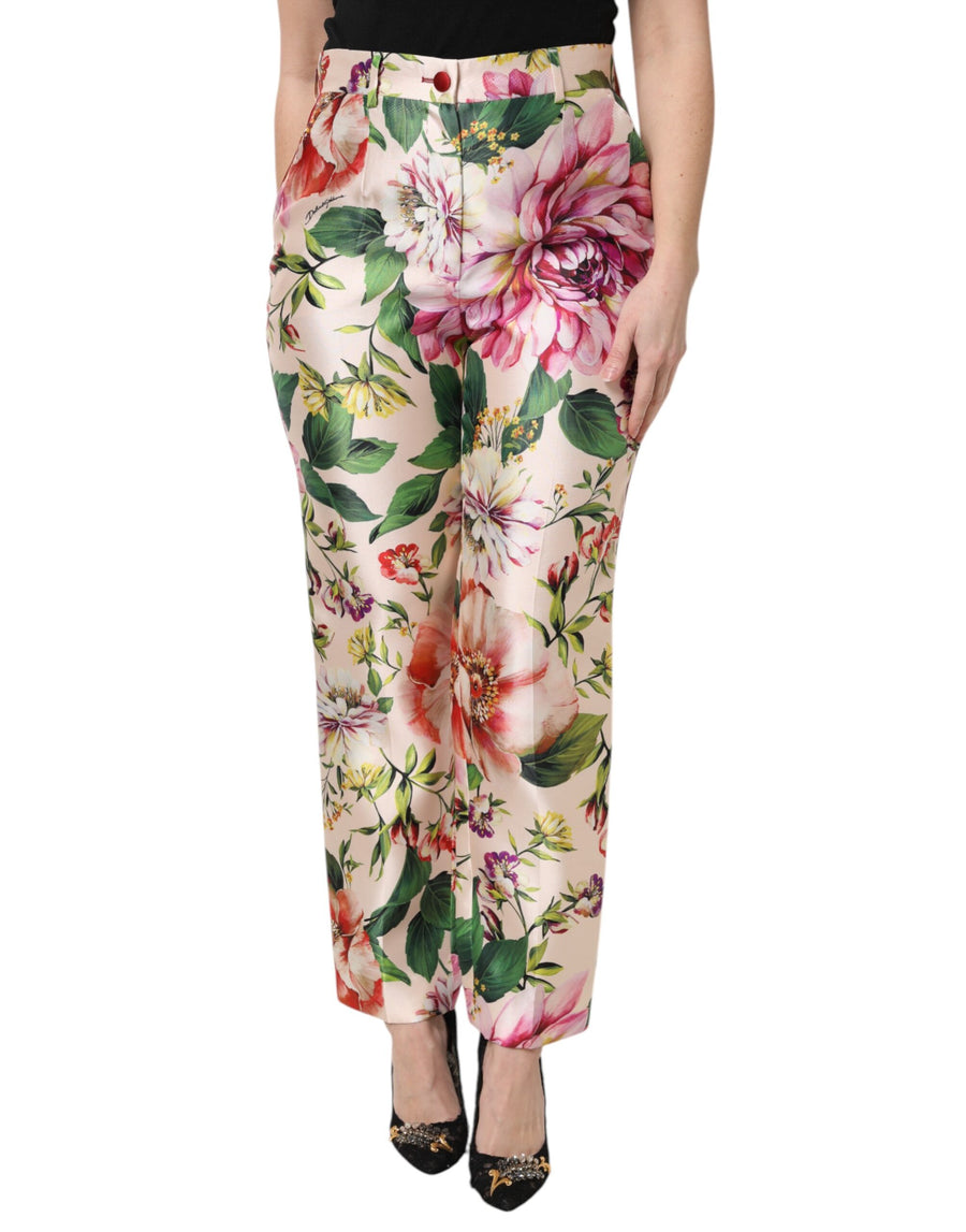 Dolce & Gabbana Multicolor Floral High Waist Straight Trousers