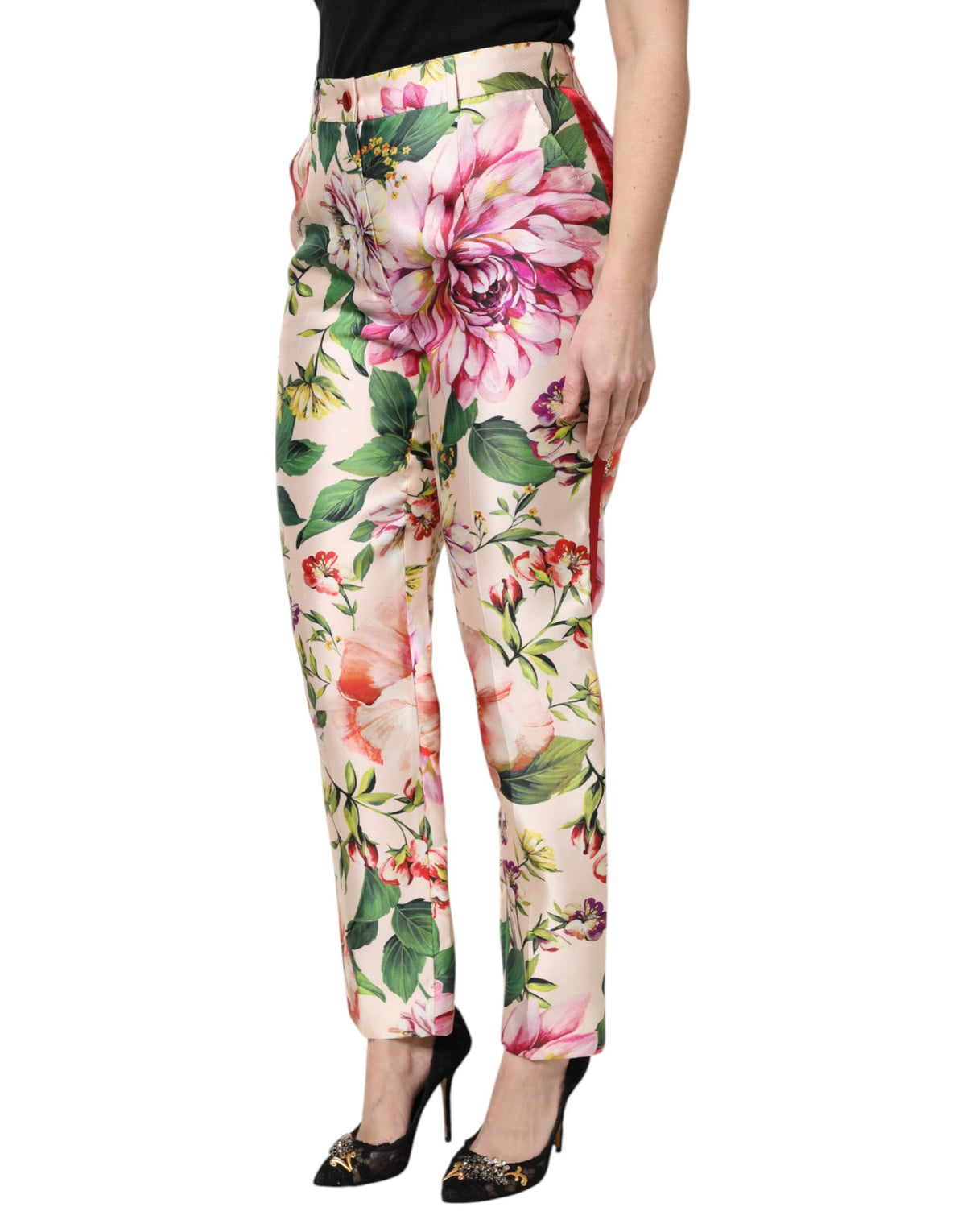 Dolce & Gabbana Multicolor Floral High Waist Straight Trousers