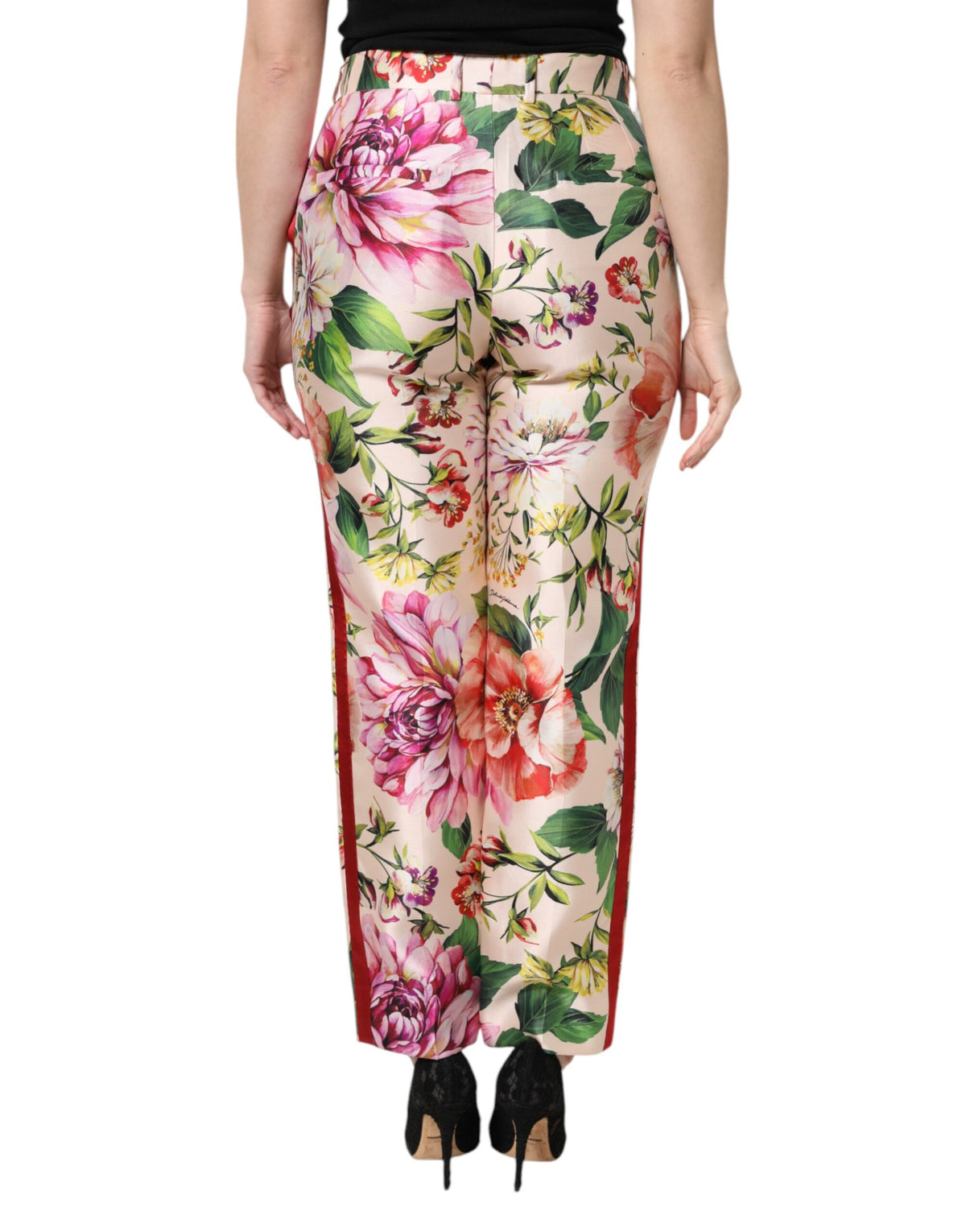 Dolce & Gabbana Multicolor Floral High Waist Straight Trousers