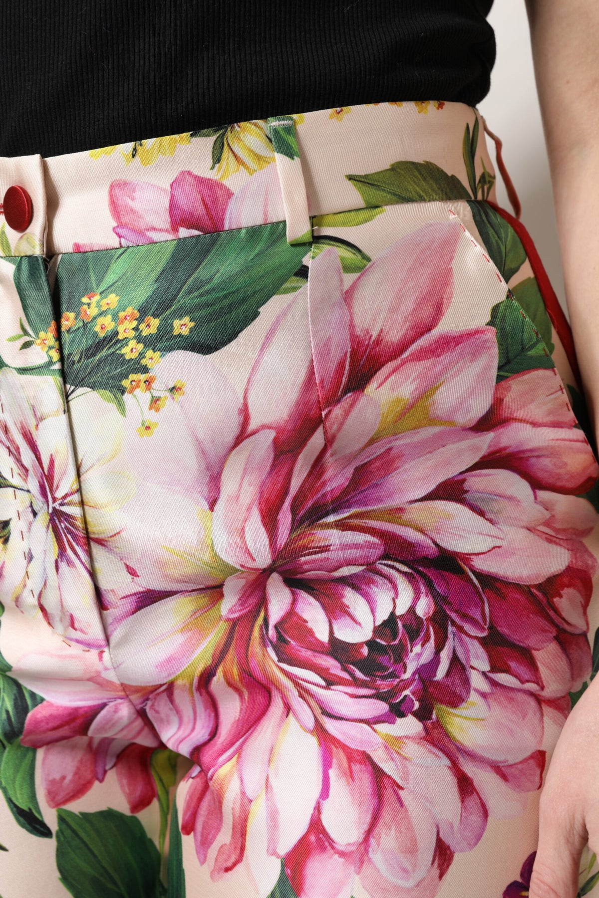 Dolce & Gabbana Multicolor Floral High Waist Straight Trousers