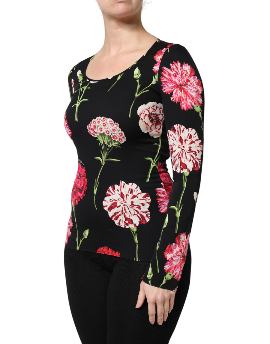 Dolce & Gabbana Black Floral Long Sleeve Women's Blouse Top