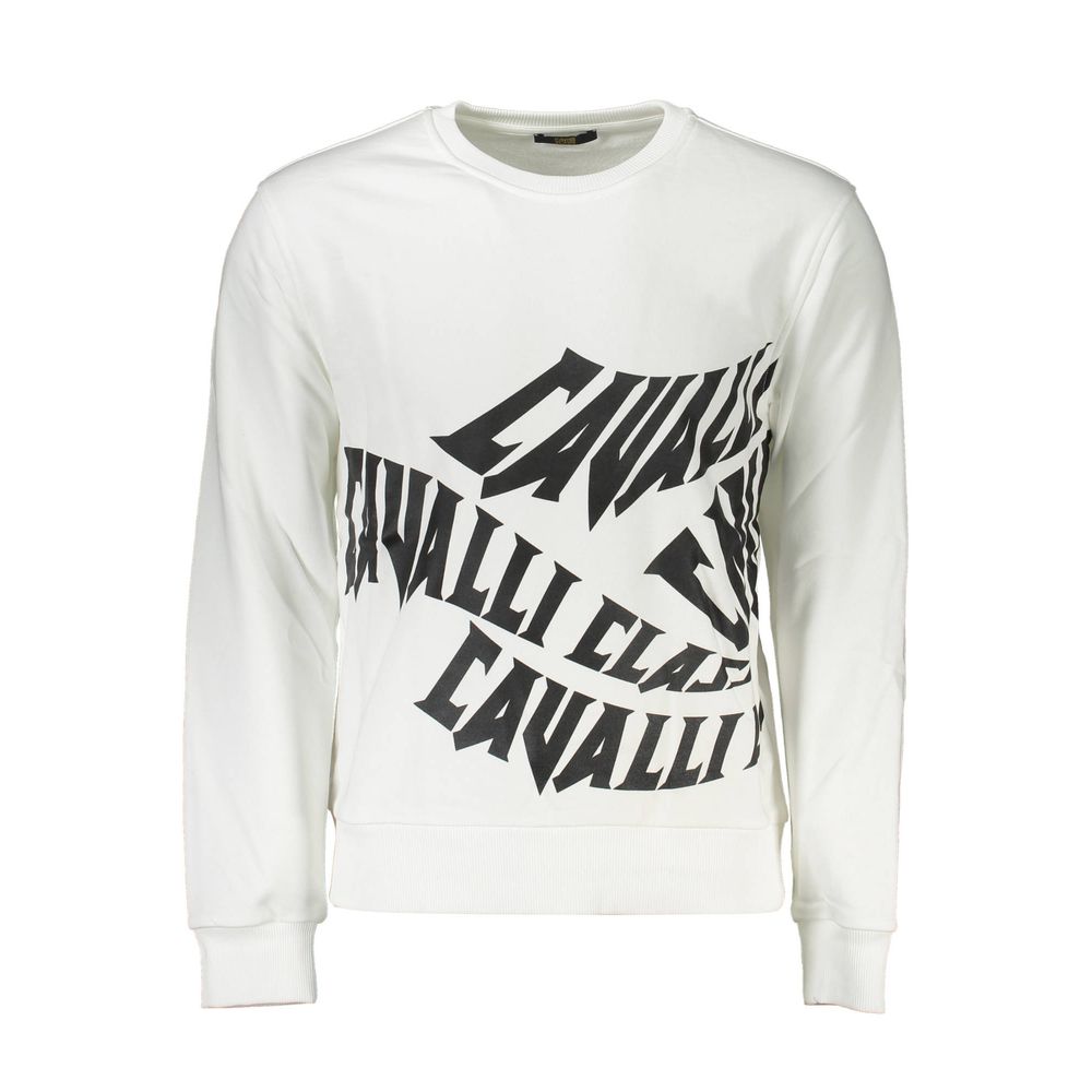 Cavalli Class Men's White Cotton Sweatshirt