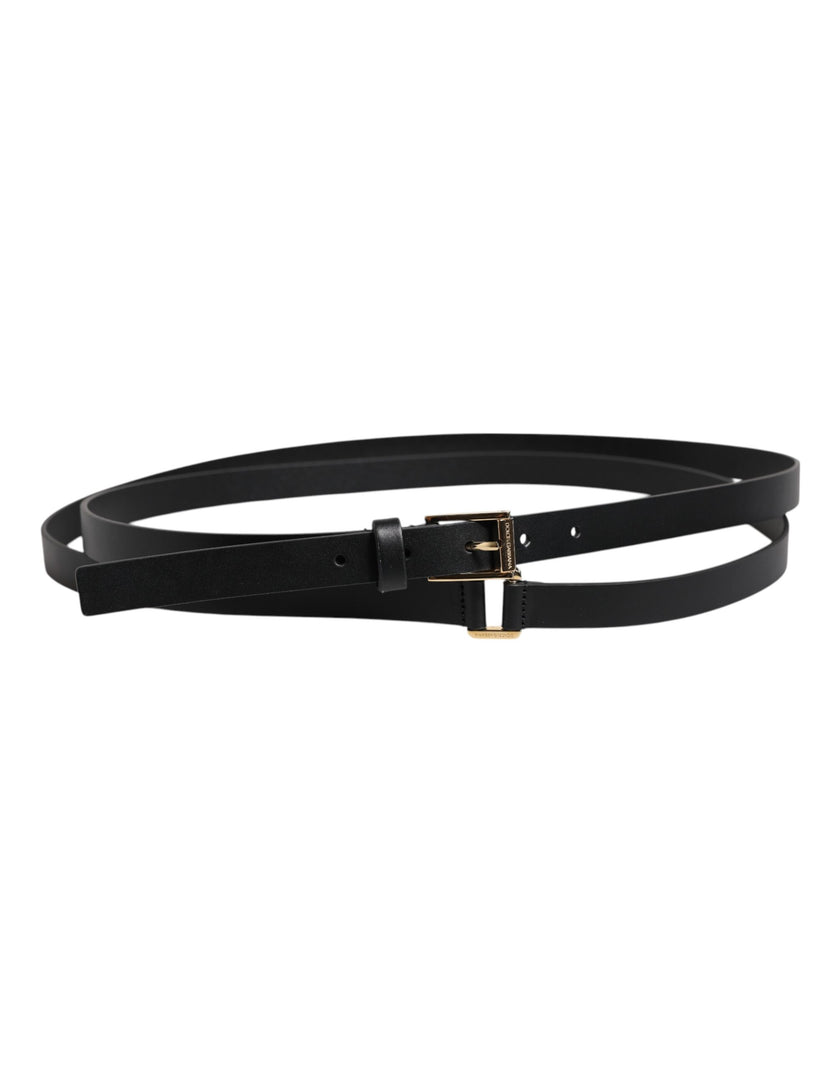 Dolce & Gabbana Schwarz Klassisch Gold Metall Logo Schnalle Gürtel