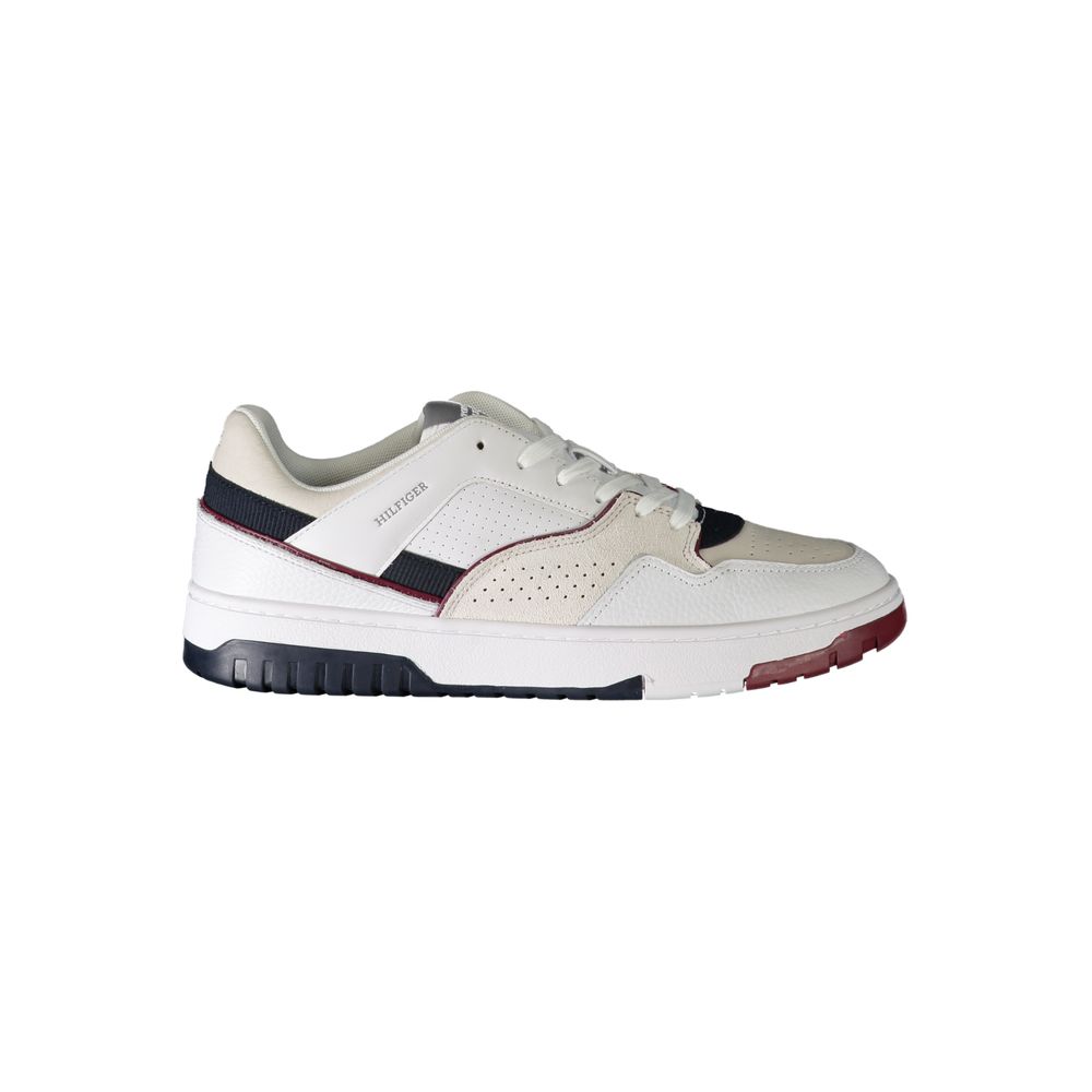 Tommy Hilfiger White Polyurethane Men's Sneakers