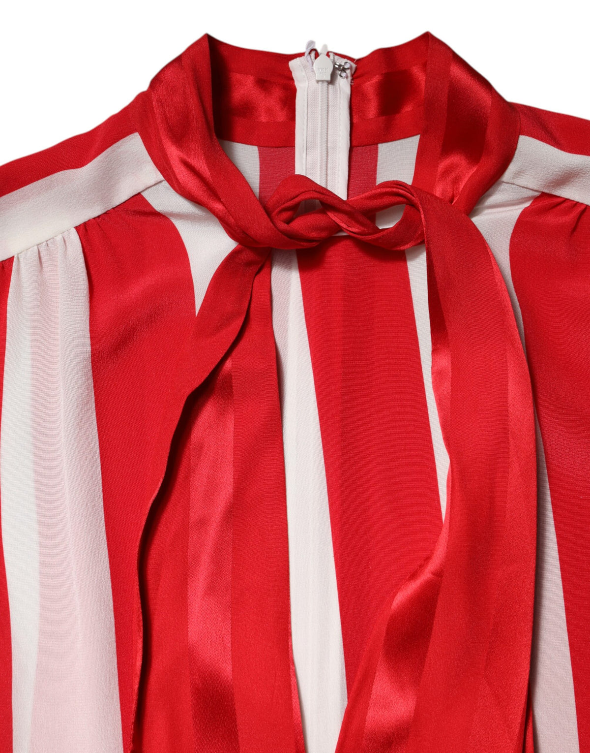 Dolce & Gabbana Red White Stripe Ascot Collar Blouse Top