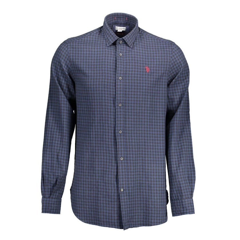 U.S. POLO ASSN. Herrenhemd aus blauer Baumwolle