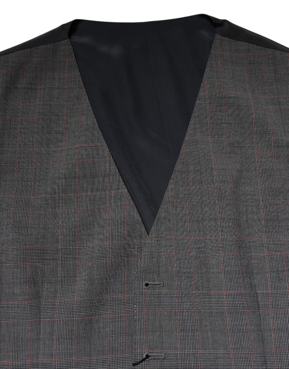 Dolce & Gabbana Grey Checked Wool Formal Waistcoat Vest