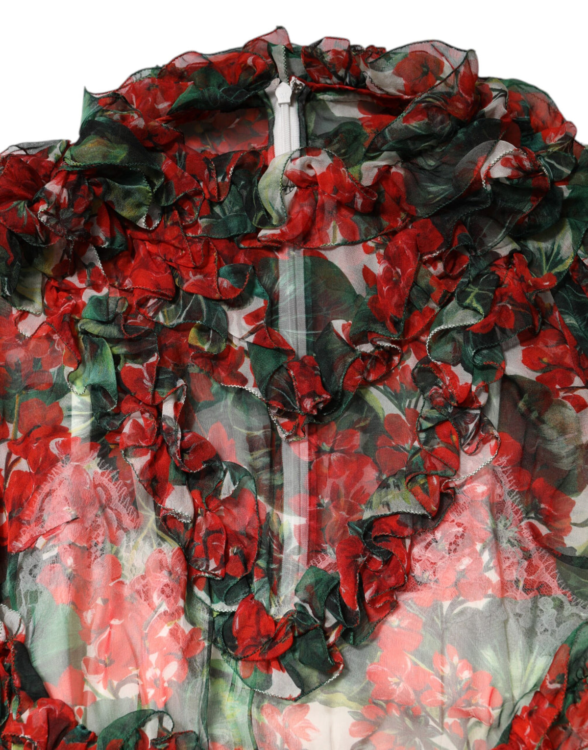 Dolce & Gabbana Multicolor Ruched Long Sleeve Floral Dress