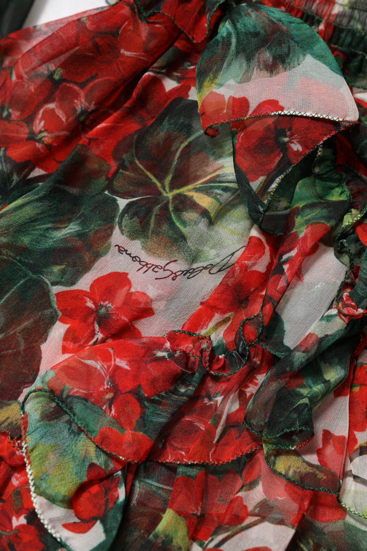 Dolce & Gabbana Multicolor Ruched Long Sleeve Floral Dress