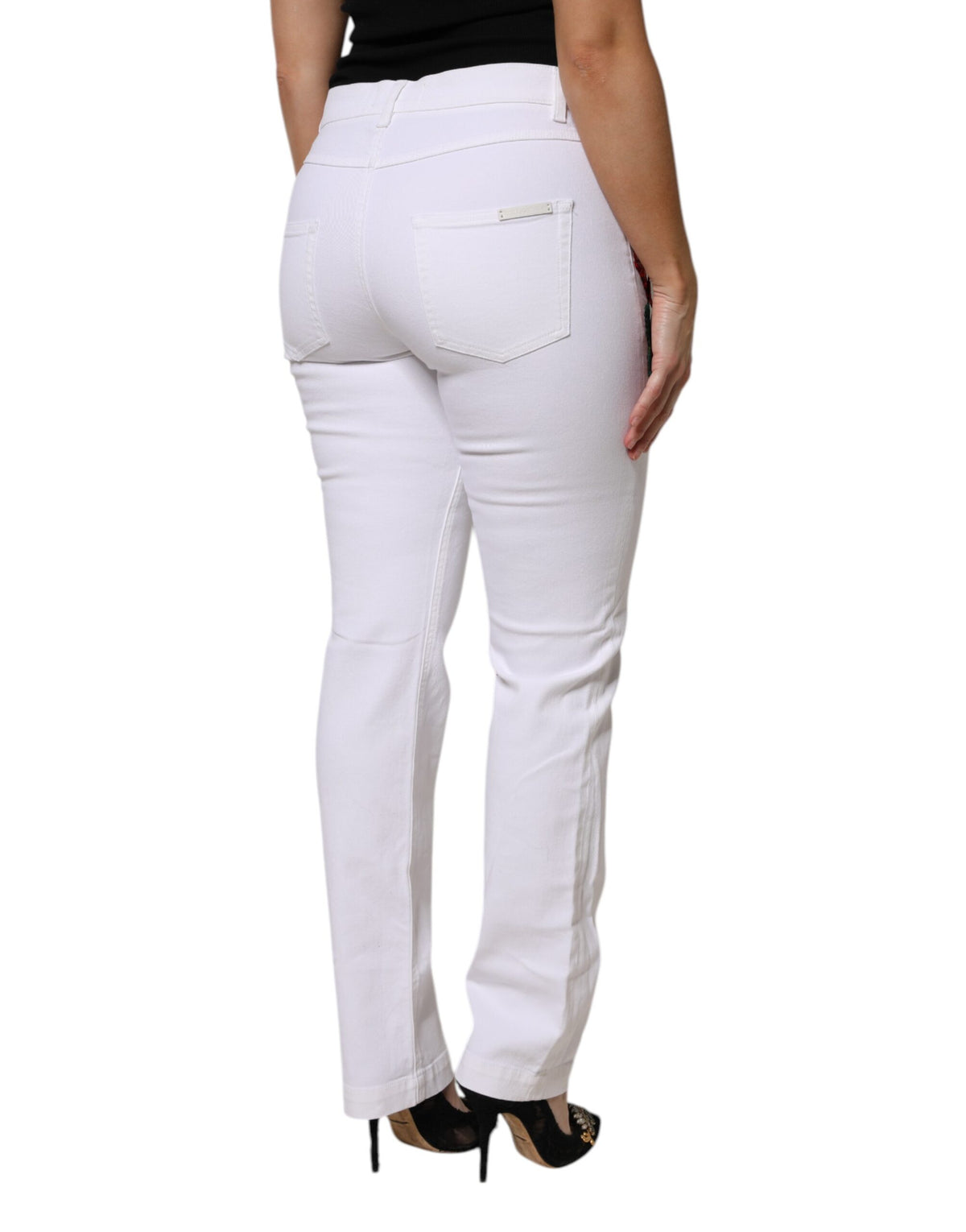 Dolce & Gabbana White Floral Sequin GIRLY Denim Jeans