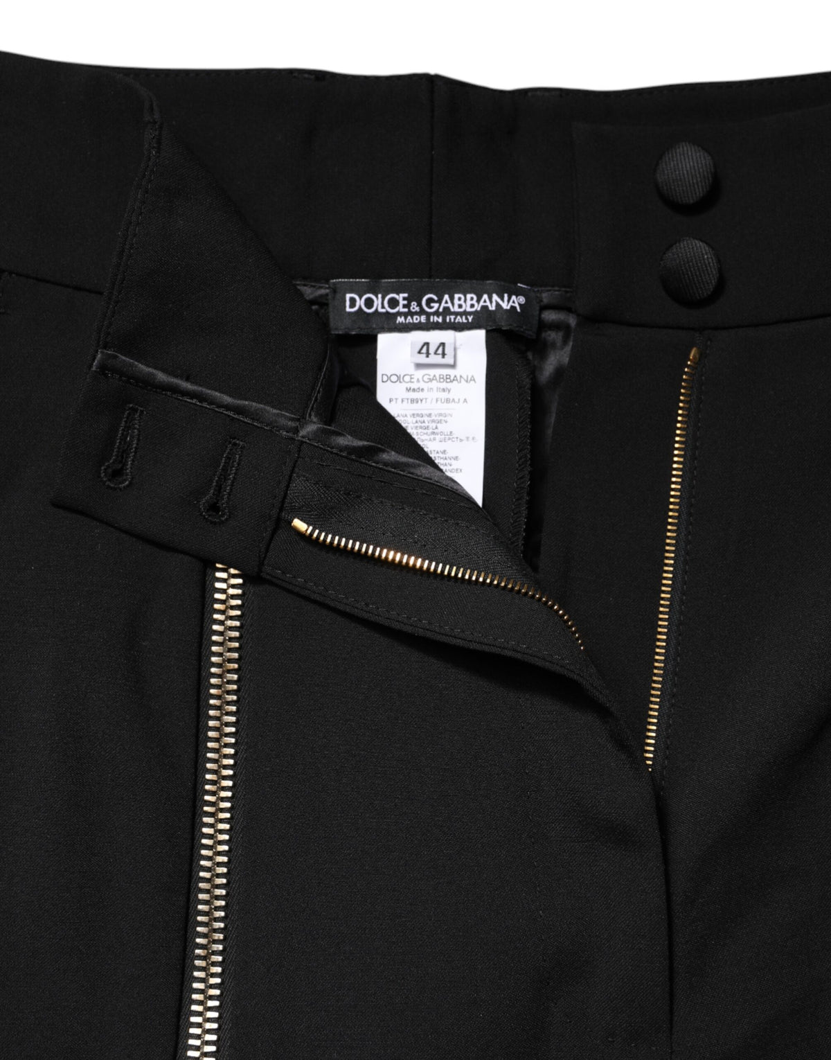 Dolce & Gabbana Black High-Waist Wool Trousers with Zipper