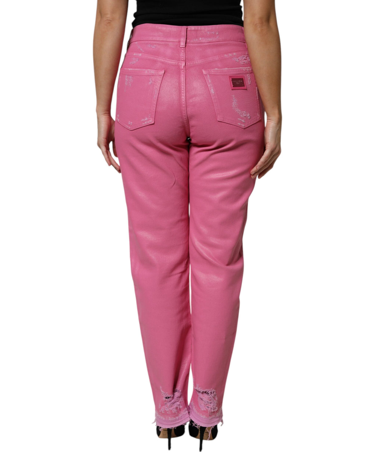 Dolce & Gabbana Pink distressed mid-rise denim jeans