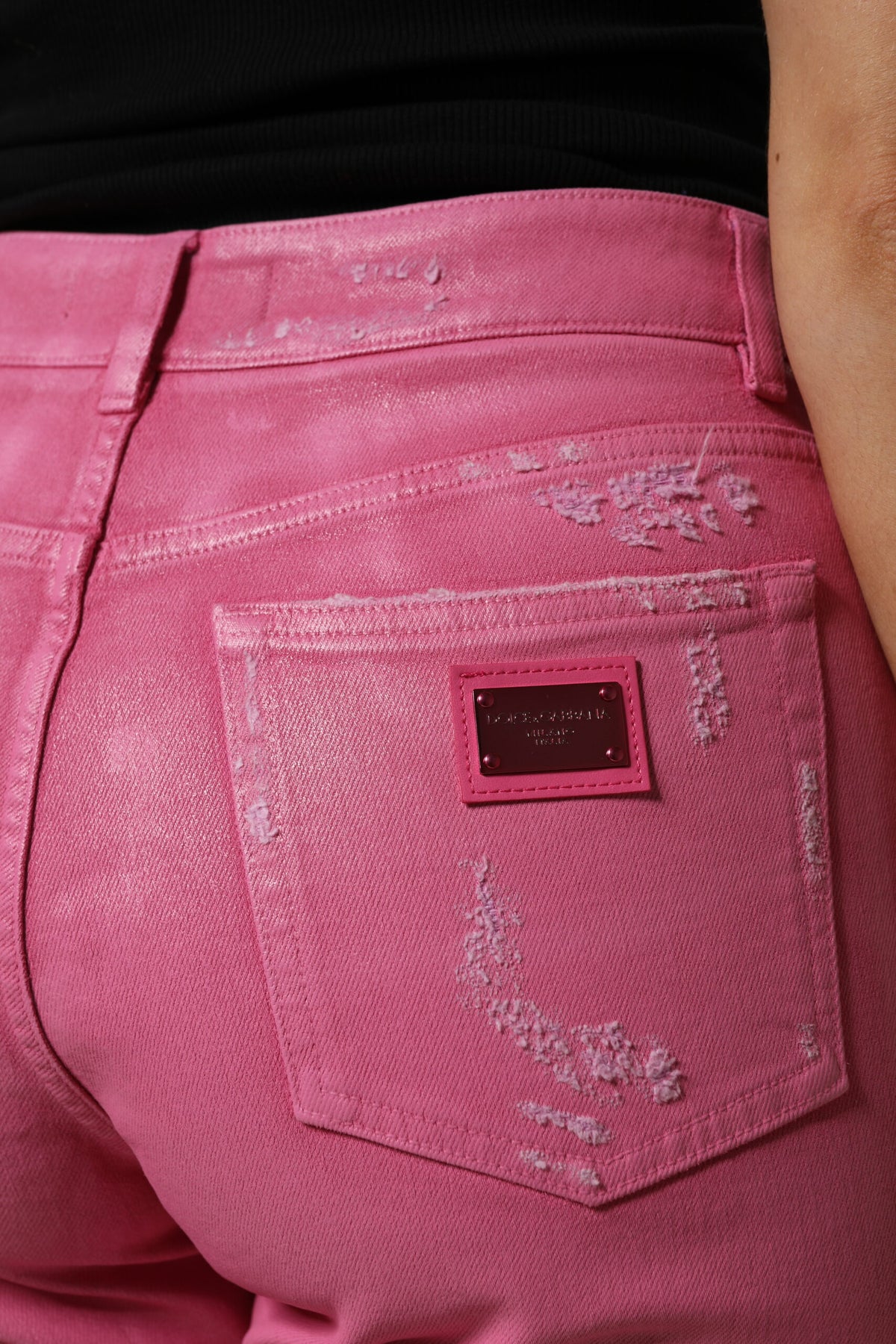 Dolce & Gabbana Pink distressed mid-rise denim jeans