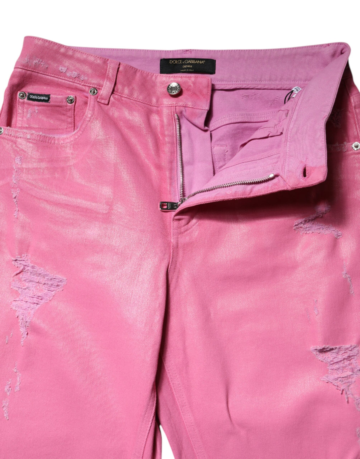 Dolce & Gabbana Pink distressed mid-rise denim jeans