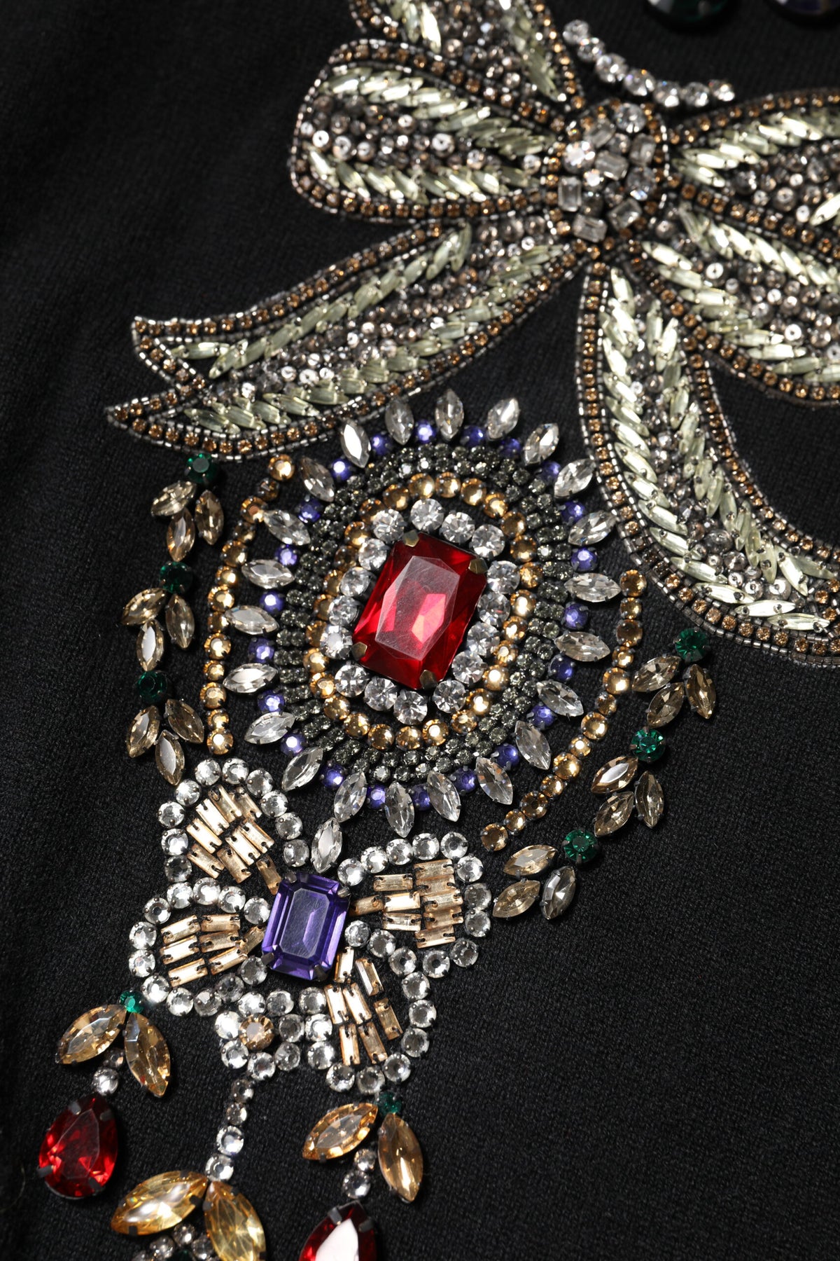 Dolce & Gabbana Black Cashmere Crystal Embellished Sweater