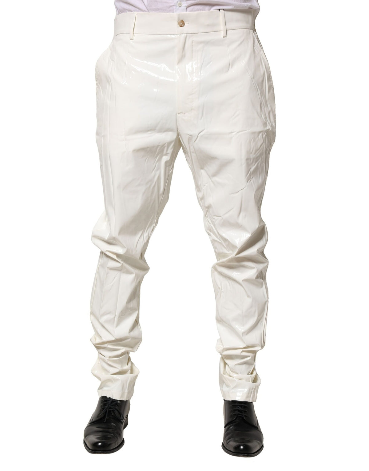 Dolce & Gabbana White Nylon Tapered Men's Trousers