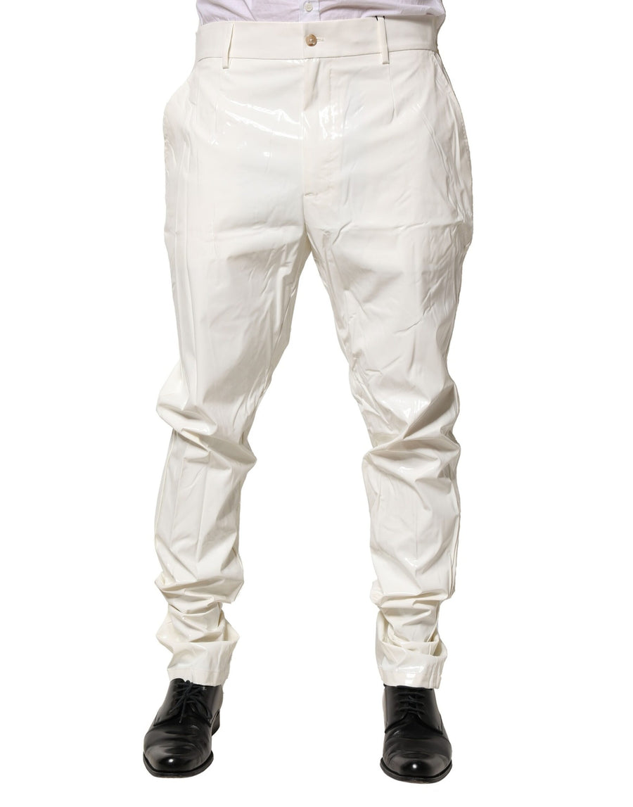 Dolce & Gabbana White Nylon Tapered Men's Trousers