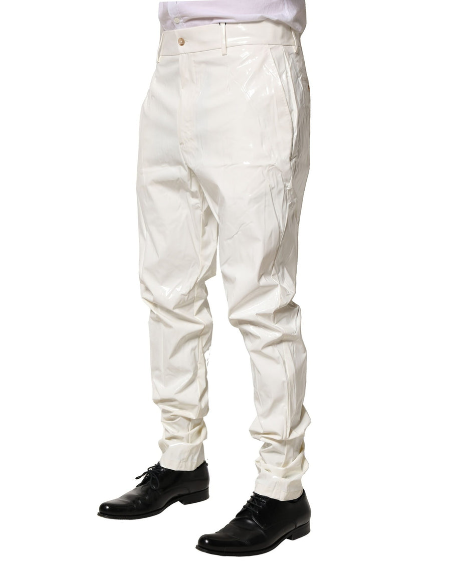 Dolce & Gabbana White Nylon Tapered Men's Trousers