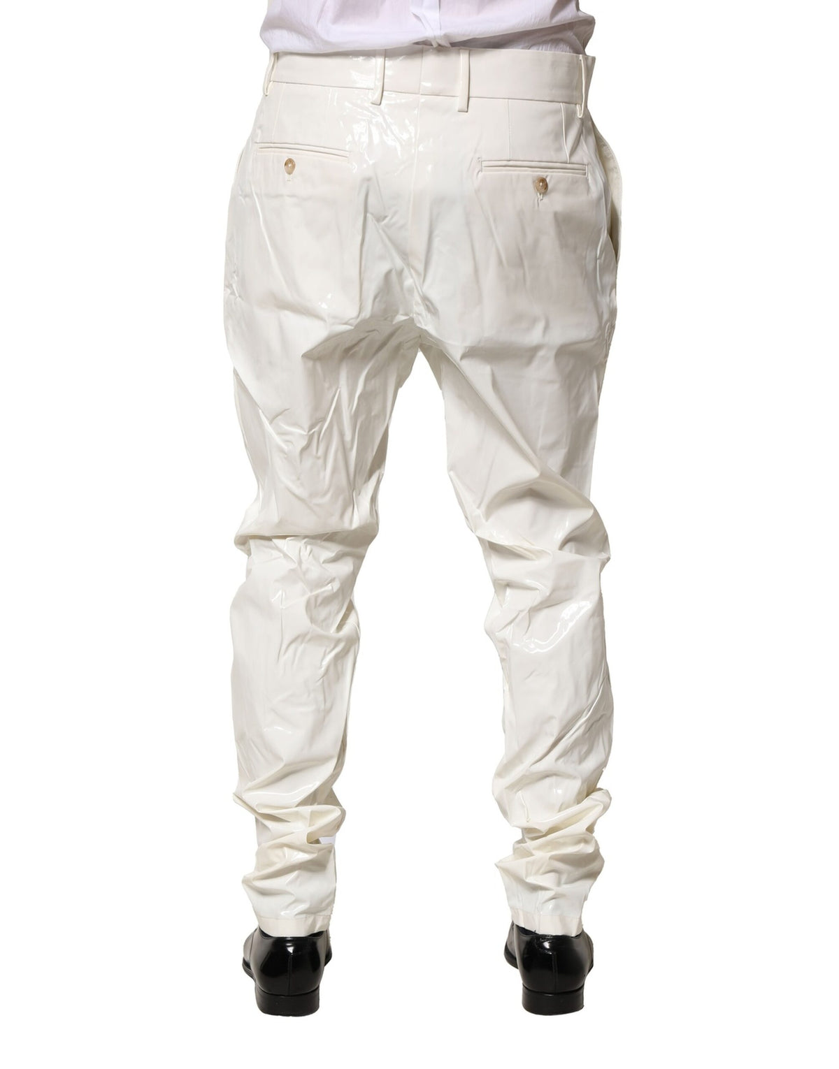 Dolce & Gabbana White Nylon Tapered Men's Trousers